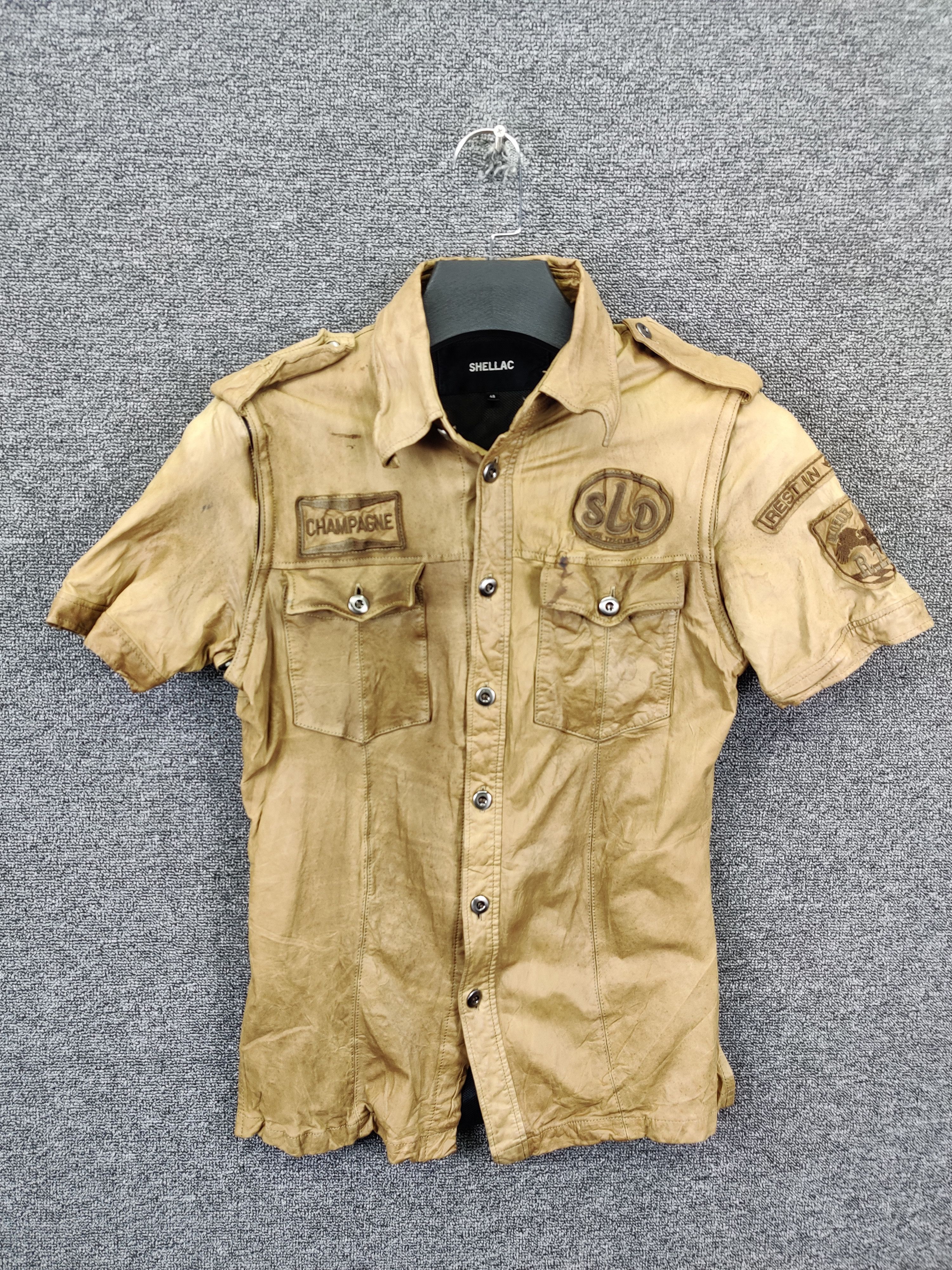Shellac Vintage Shellac Pacthes Leather Short Sleeve Button Up Shirt Size US S / EU 44-46 / 1 - 1 Thumbnail