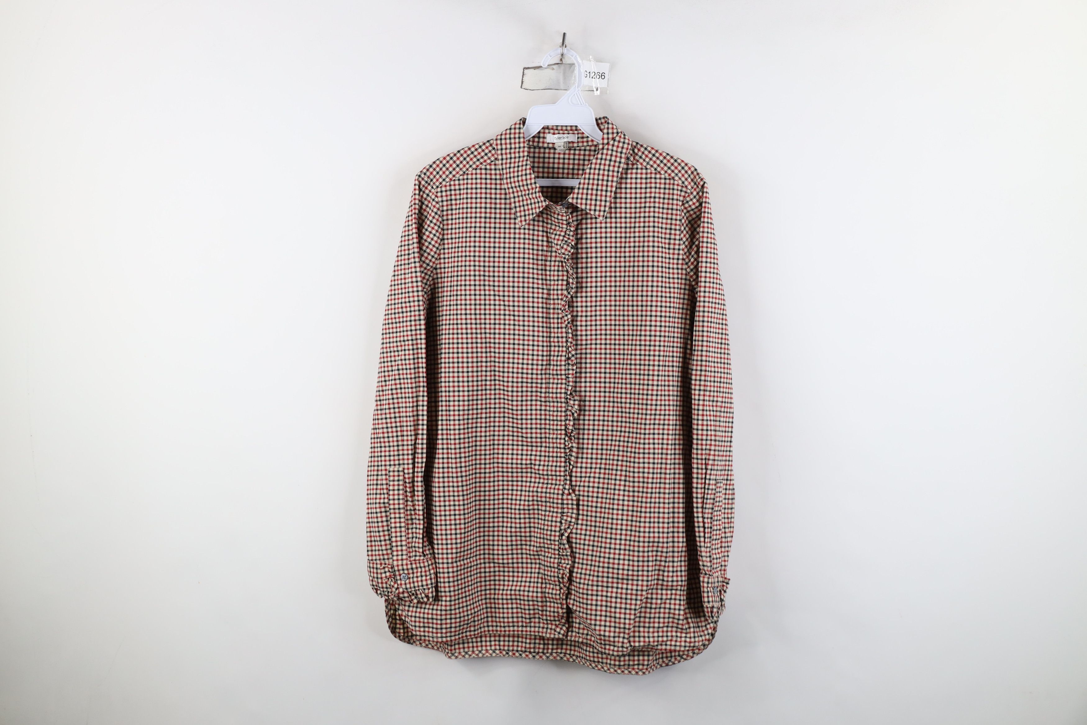 Vintage Vintage 90s Streetwear Ruffled Collared Button Shirt Plaid Size M / US 6-8 / IT 42-44 - 1 Thumbnail