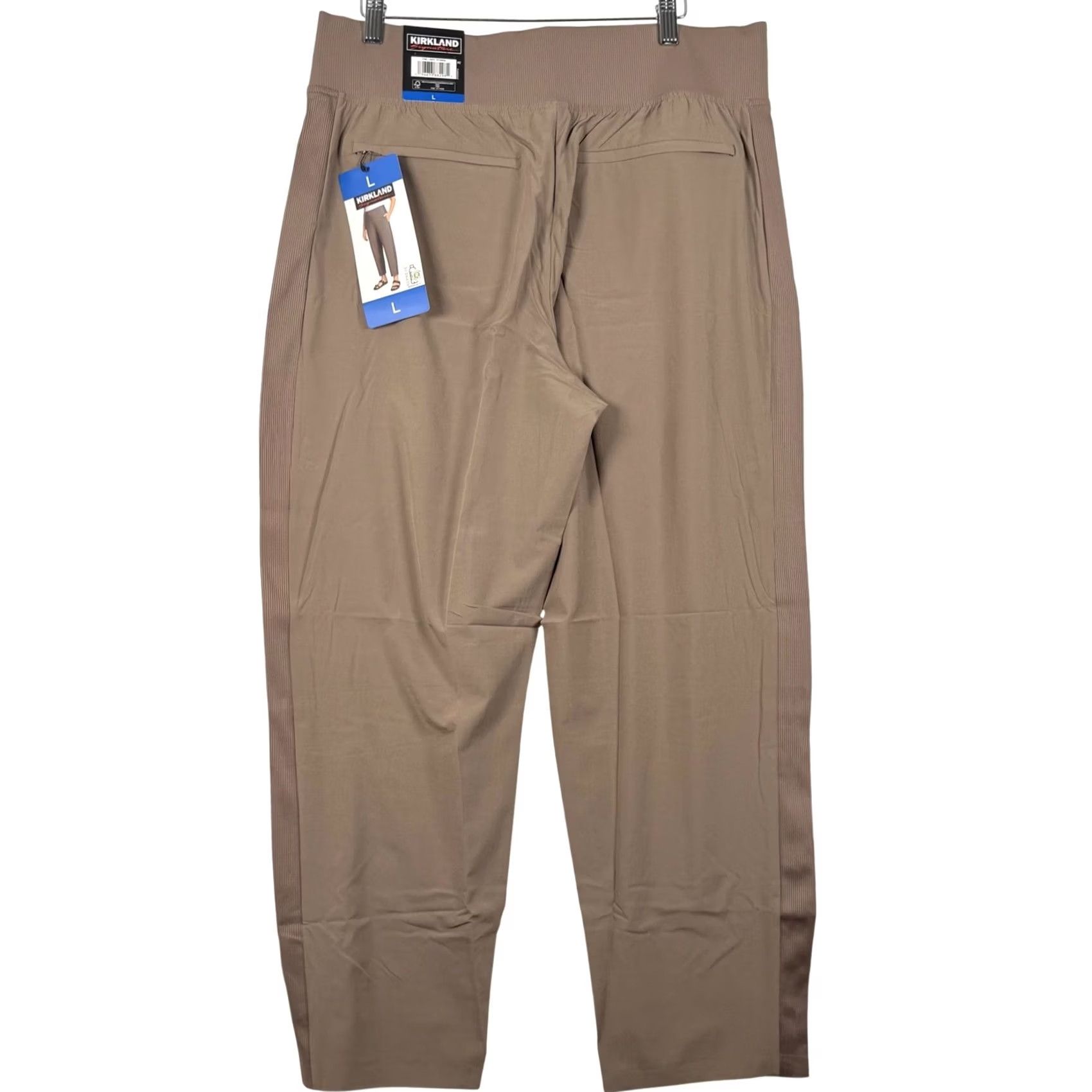 Vintage Womens Ankle Pant Beige 4-Way Stretch Ribbed Waistband Pull On 34 in Waist Tapered Leg Pocket Quick Dry Casual Travel Workwear Linen? Size 36" / US 14 / IT 50 - 2 Thumbnail