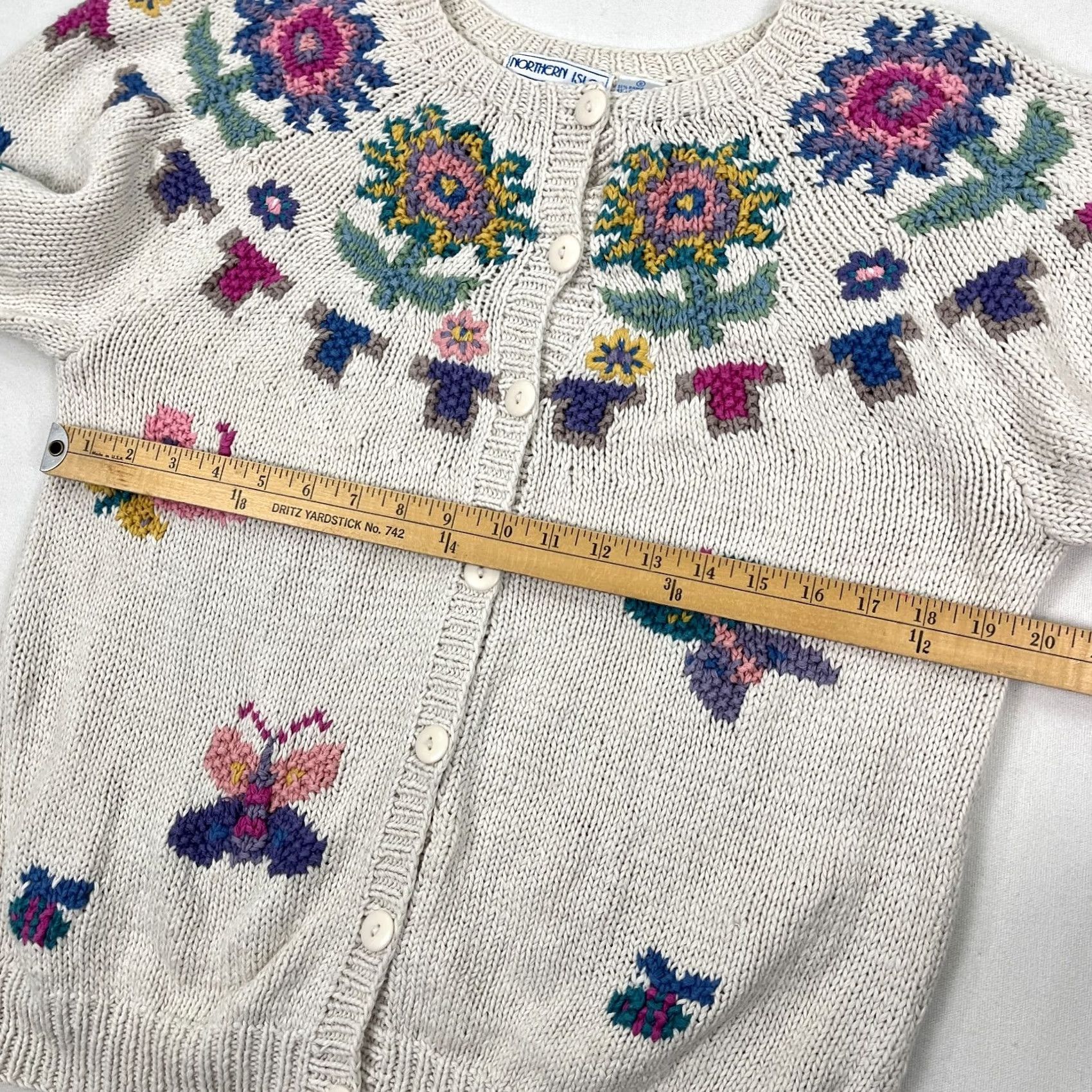Vintage VINTAGE Northern Isles Cardigan Sweater Womens S Hand Knit Butterfly Floral Cottage Cardigan Mens? Size S / US 4 / IT 40 - 4 Thumbnail