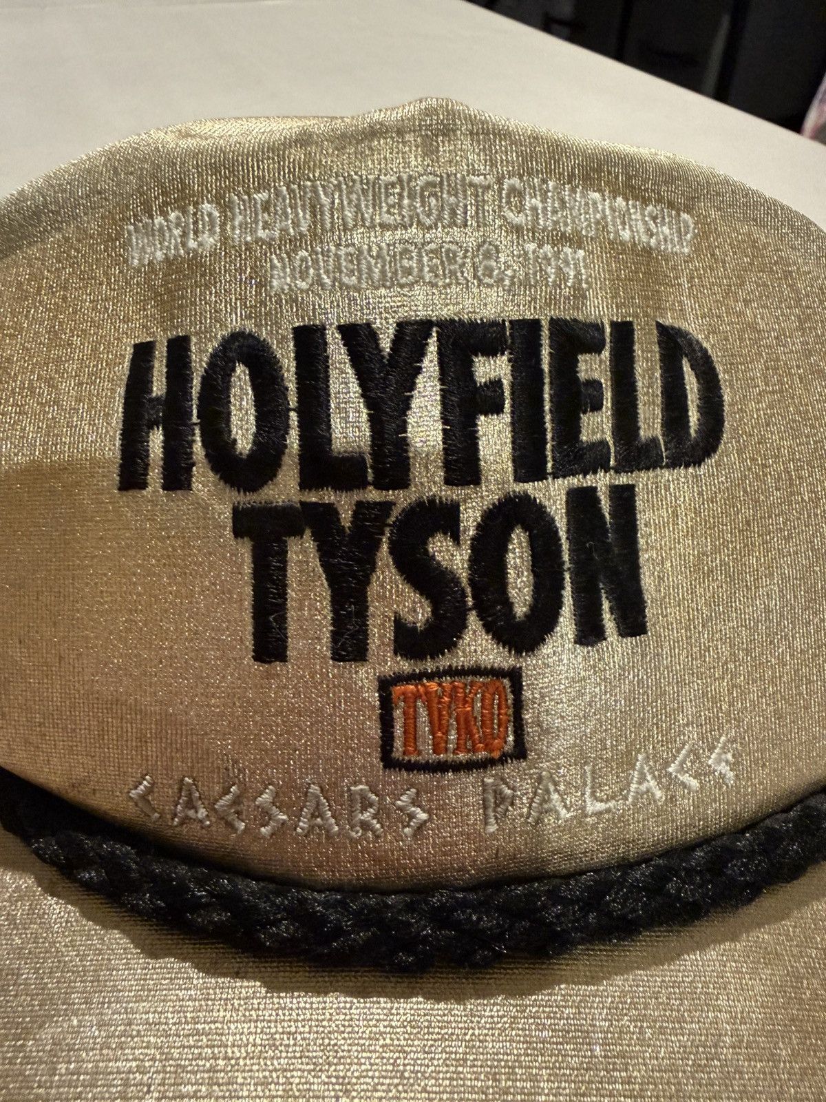 Vintage 1991 cancelled gold hat mike tyson holyfield caesers palace Size ONE SIZE - 4 Thumbnail