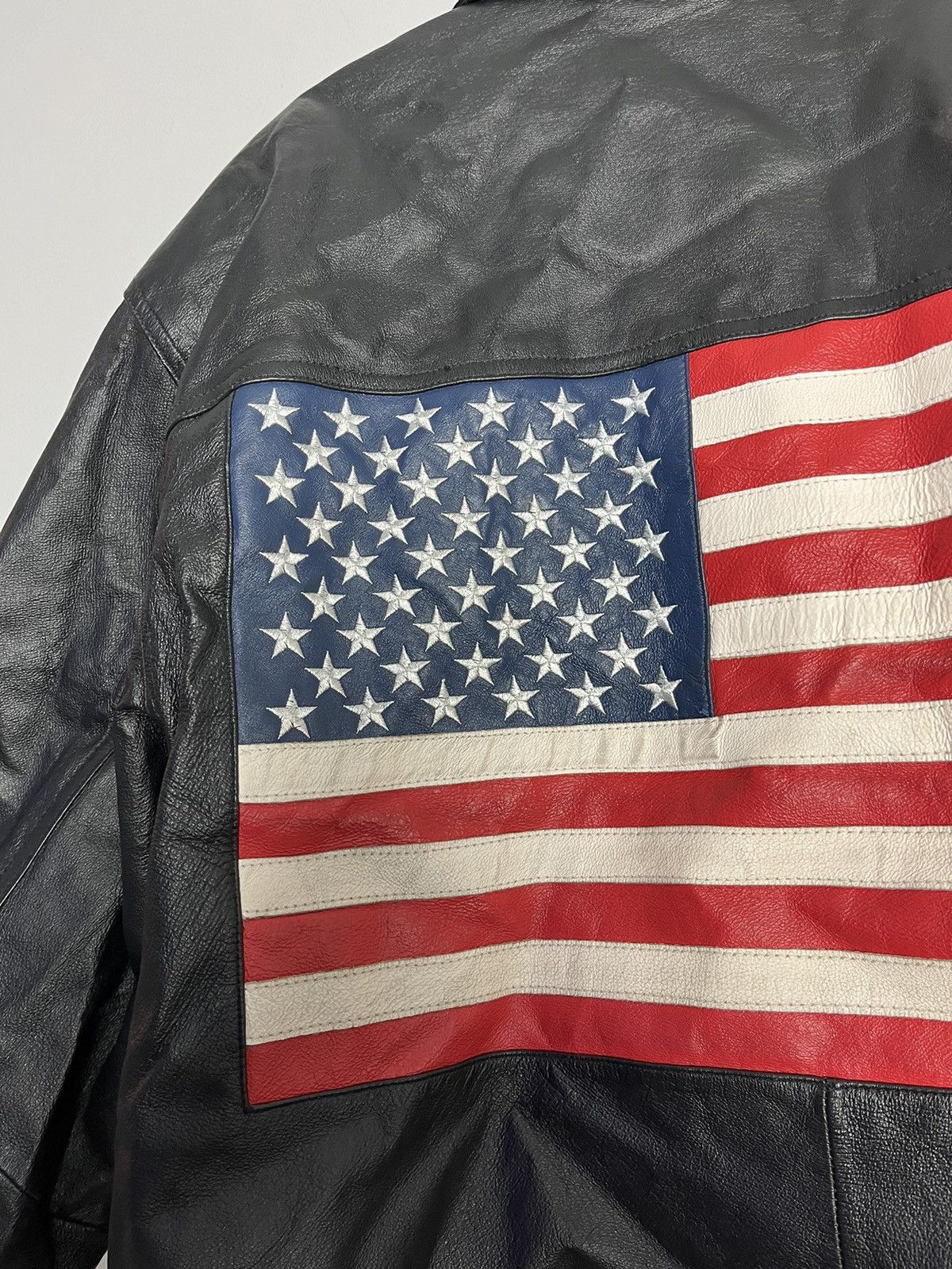 Vintage Leather Jacket Flag USA Vintage rare kanye west Size US XL / EU 56 / 4 - 3 Thumbnail