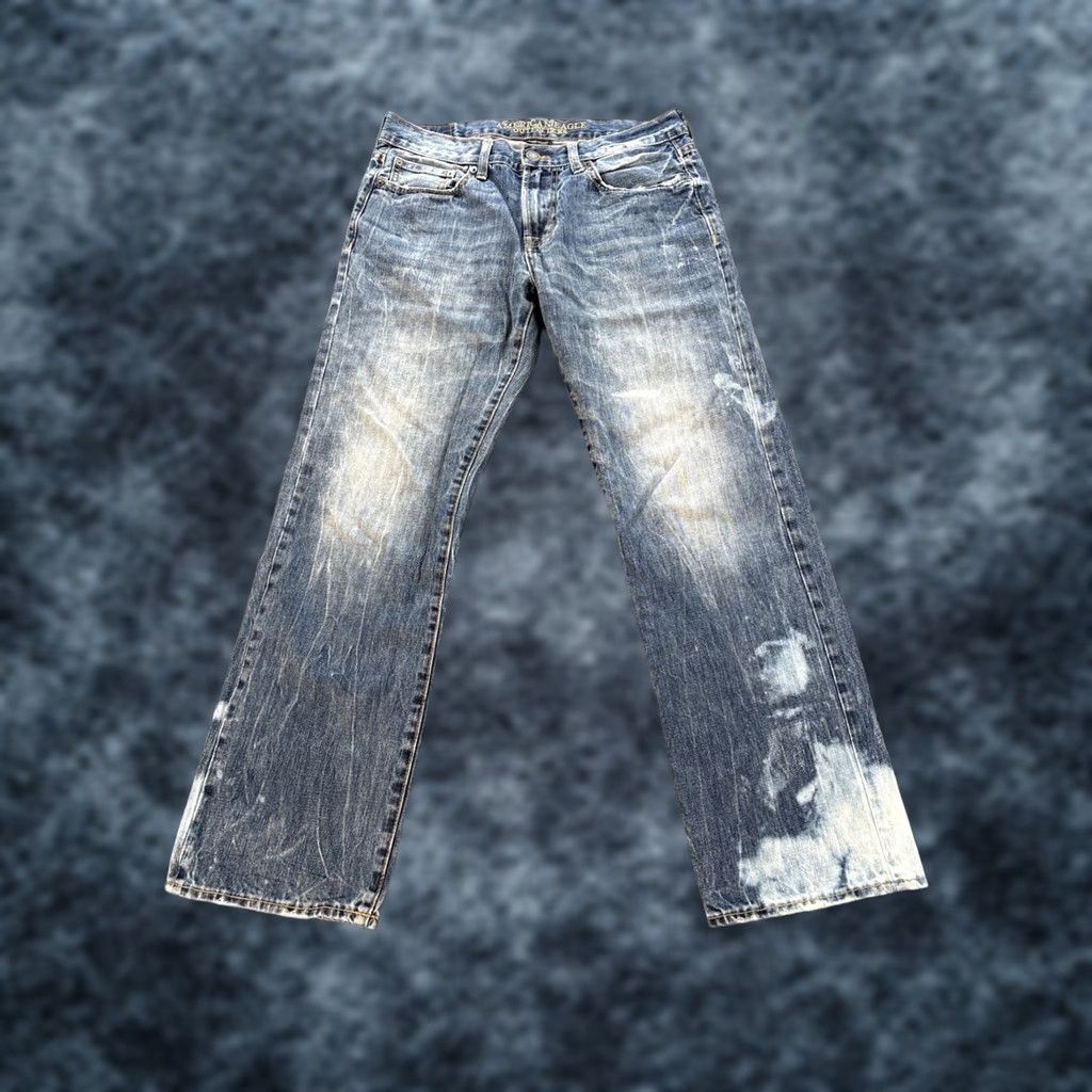 American Eagle Outfitters Vintage American Eagle Jeans Mens 32x30 Jeans Distressed 90s Grunge Hip Hop Baggy Straight Denim Blue MTM Wear Size US 32 / EU 48 - 1 Thumbnail
