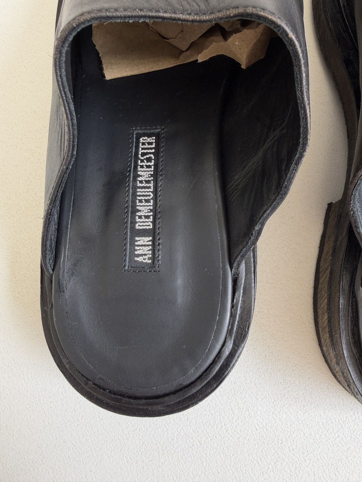 Ann Demeulemeester Early 2010s Black ‘Distressed Leather’ Mules Size US 8 / IT 38 - 16 Thumbnail