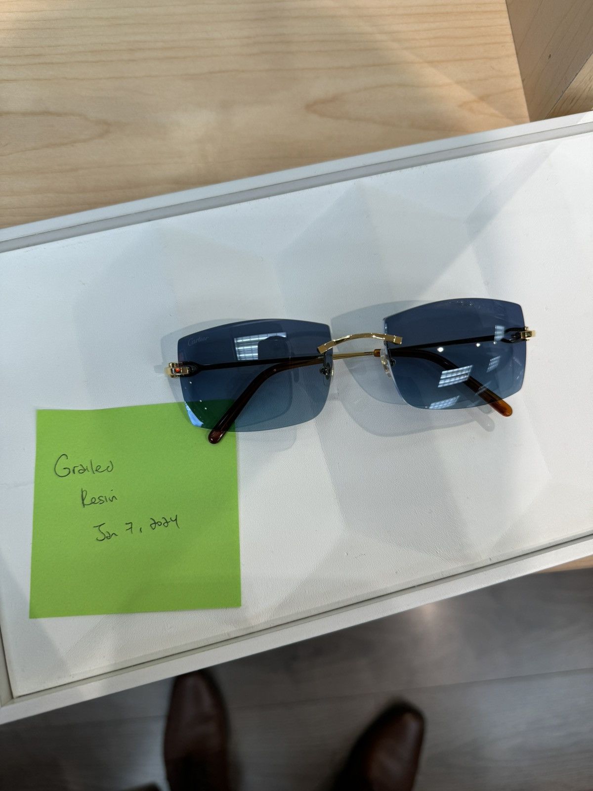Cartier Cartier C Decor Blue Tint Sunglasses Gold Size ONE SIZE - 5 Thumbnail