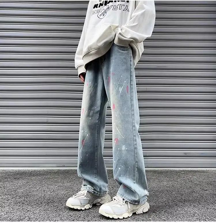 Japanese Brand Retro Speckled Ink Straight leg Jeans Size US 30 / EU 46 - 4 Thumbnail
