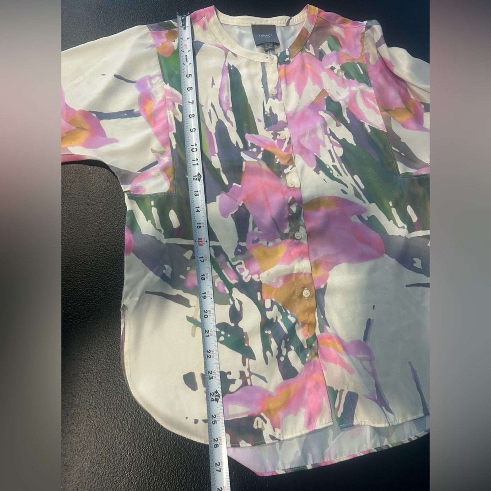 Other Lyssé Viviana Satin Blouse Top Jazzy Floral Watercolor S Size S / US 4 / IT 40 - 9 Thumbnail