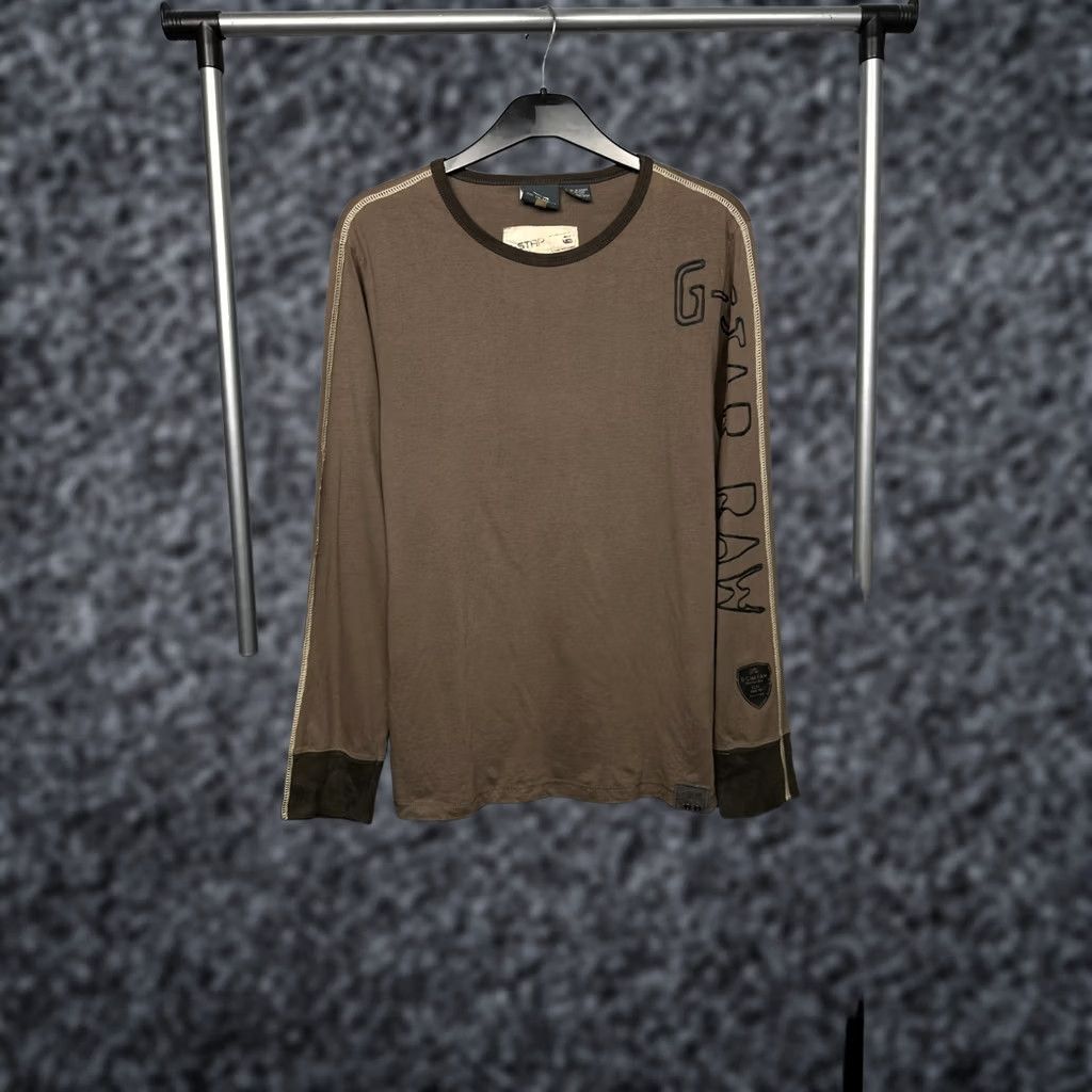 G-Star G Star Raw Vintage Mens T-Shirt Long Sleeve Crew Neck L Brown Cotton Logo Shirt Mens L Vintage 90s Carp Size US L / EU 52-54 / 3 - 1 Thumbnail