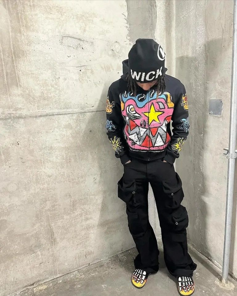 Japanese Brand Black Color American Gothic trendy Hoodie Size US XL / EU 56 / 4 - 2 Thumbnail