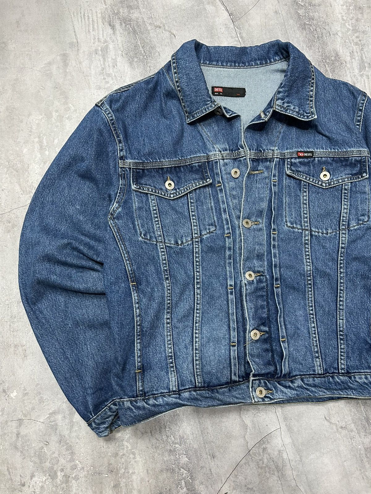 Diesel × Vintage RARE Vintage Denim Distressed Biker Jacket Diesel Y2K Size US XL / EU 56 / 4 - 3 Thumbnail