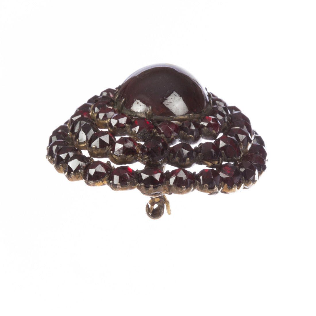 Designer Gold Gilt Bohemian Red Garnet Cabochon and Rose Cut Garnet Size ONE SIZE - 3 Thumbnail