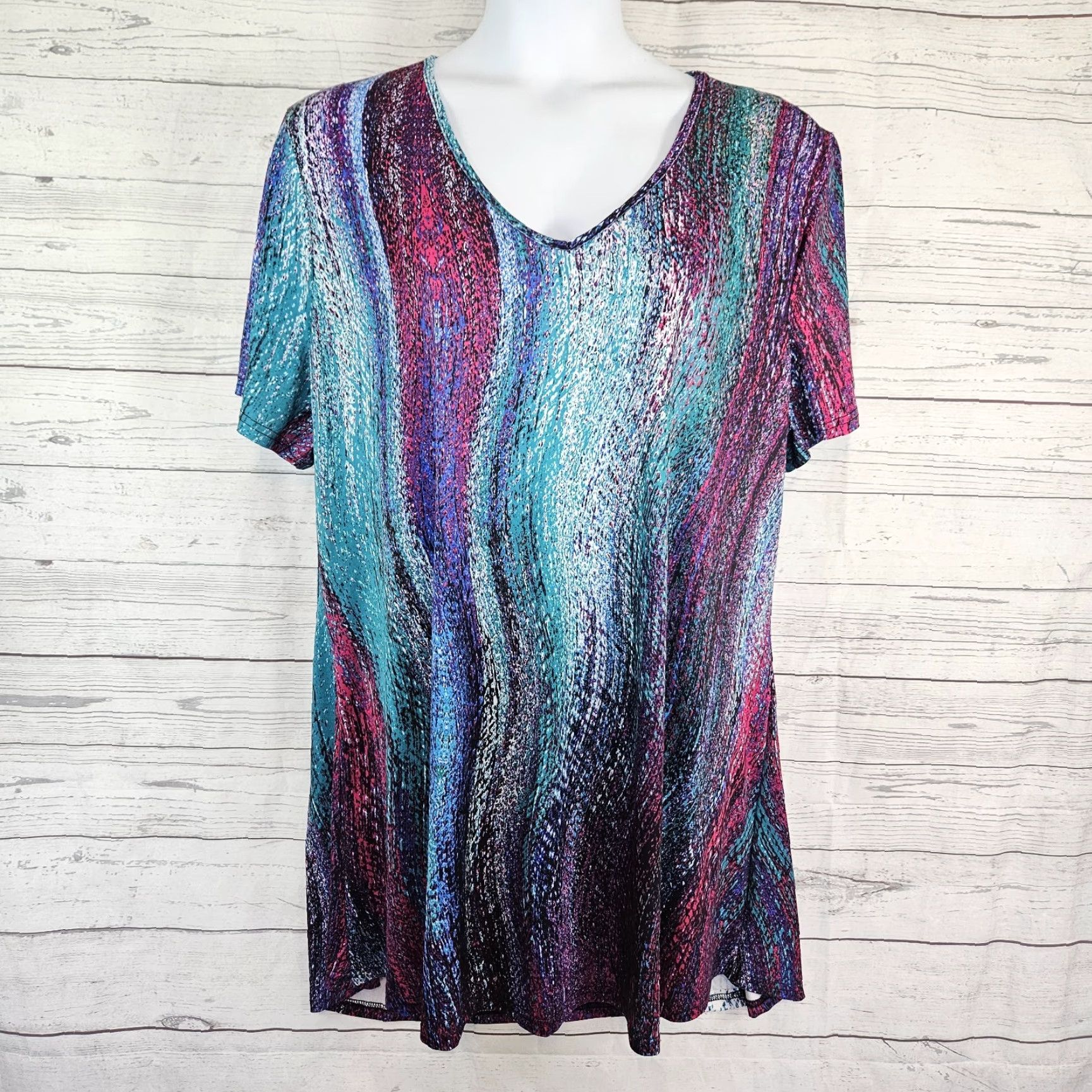 Vintage Lily by Firmiana Womens Tunic 3XL Blue Short Sleeve Plus Size Blouse Womens 3XL Tunic Pink Size 40" / US 18 - 2 Thumbnail