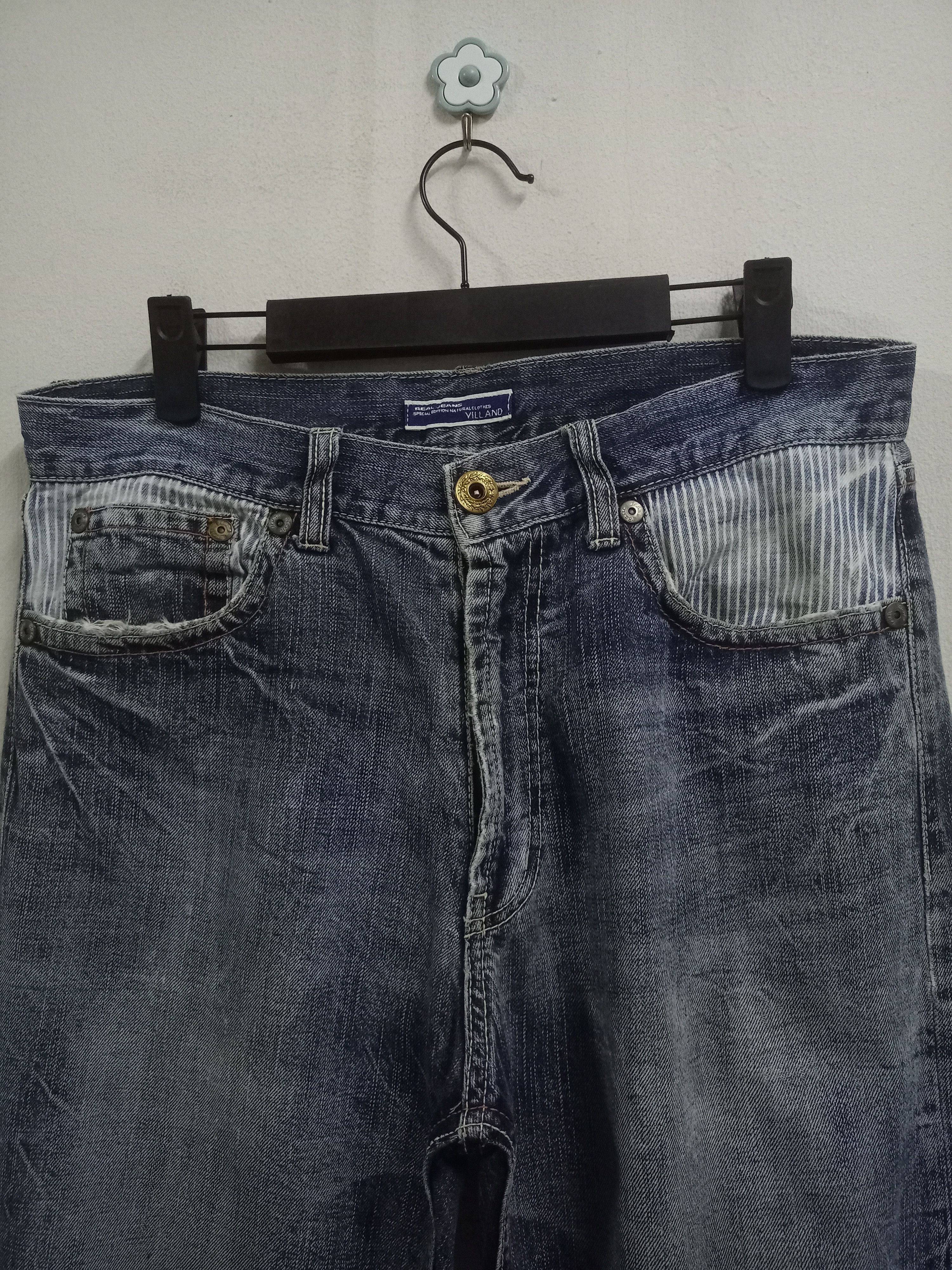 Japanese Brand Vintage VILLAND Embroidered Denim Baggy Jeans 32x28 Size US 32 / EU 48 - 4 Thumbnail