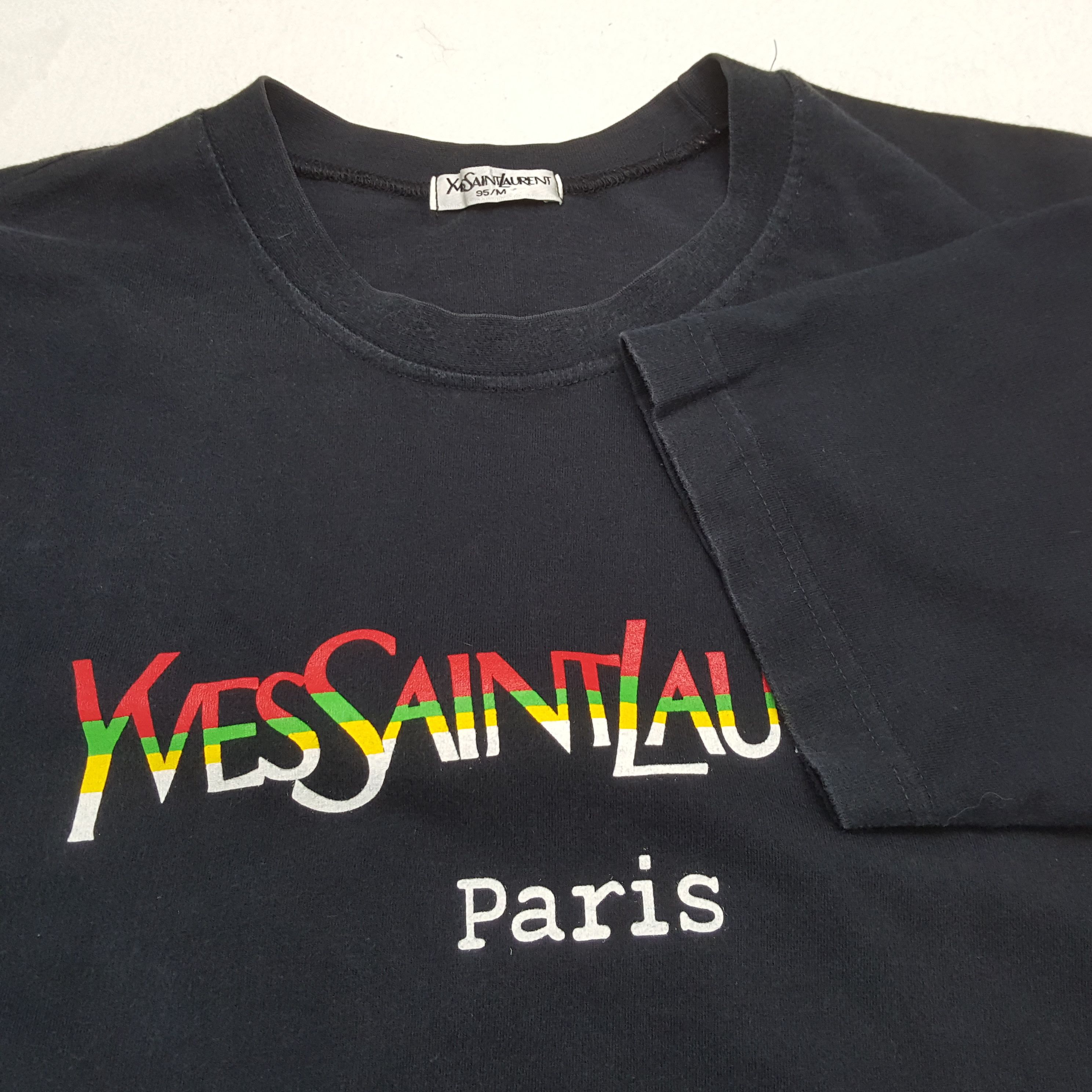Vintage × Yves Saint Laurent YVES SAINT LAURENT Paris Center Spellout Design Tshirt Size US M / EU 48-50 / 2 - 7 Thumbnail