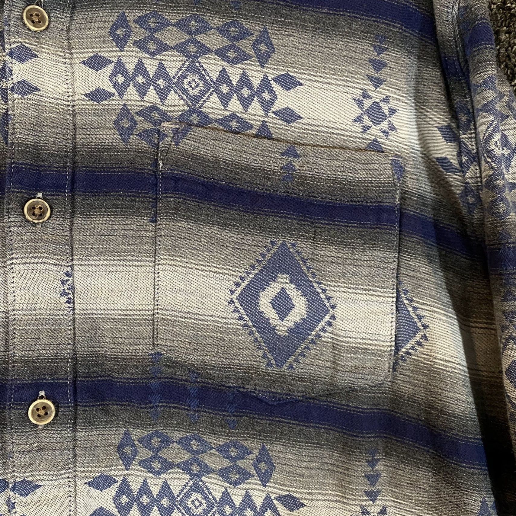 Carbon2Cobalt Carbon 2 Cobalt Shirt Mens Medium Aztec Southwestern Blue Gray Flannel Button Up Size US M / EU 48-50 / 2 - 4 Thumbnail