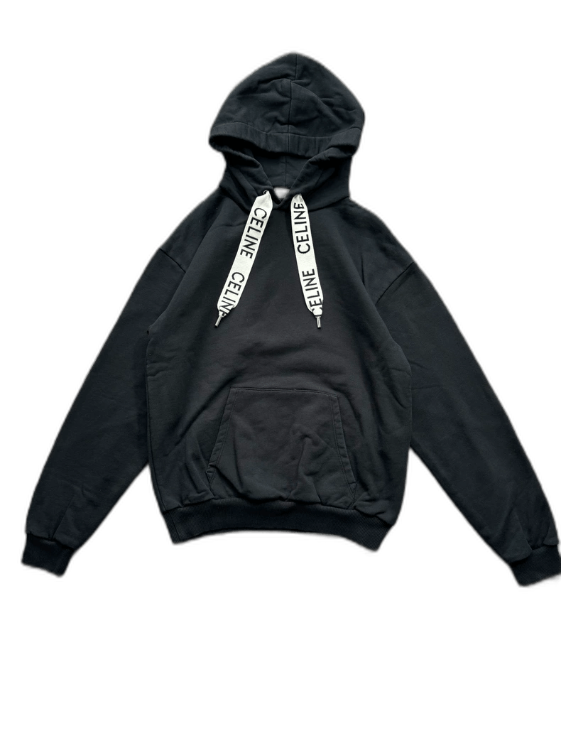 Celine Celine Black Drawstring Logo Hoodie Size US S / EU 44-46 / 1 - 1 Thumbnail