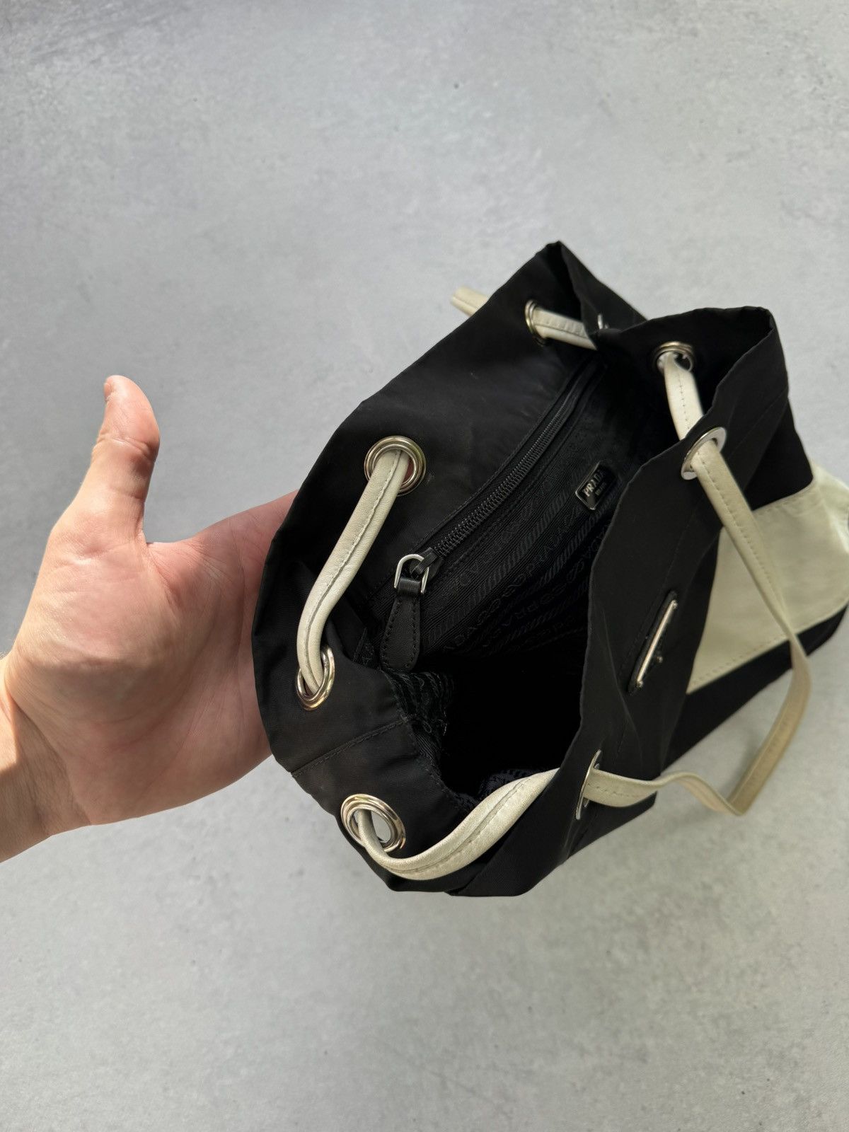 Prada Prada Nylon Totes Bag Black And White Lampo Furniture Size ONE SIZE - 10 Thumbnail