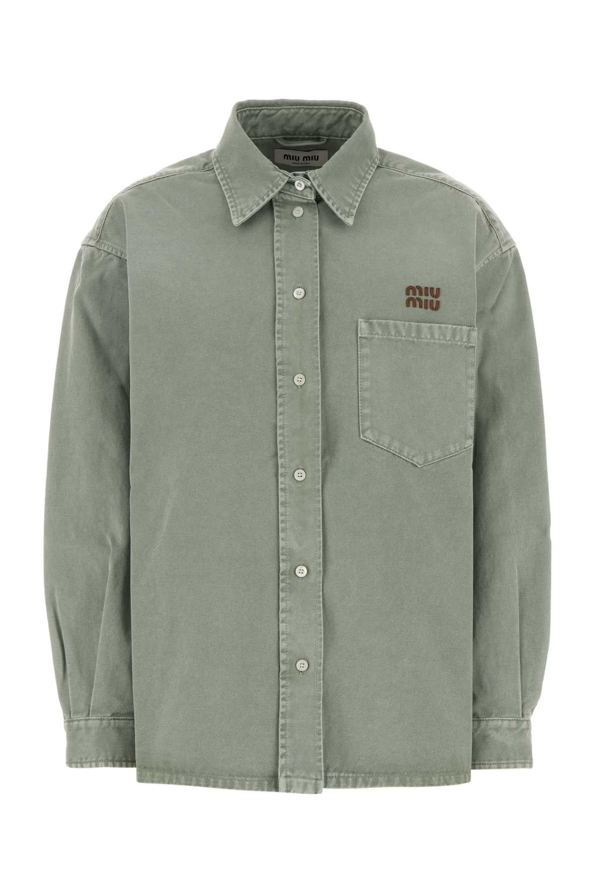 Miu Miu Sage Green Gabardine Shirt Size XS / US 0-2 / IT 36-38 - 1 Thumbnail