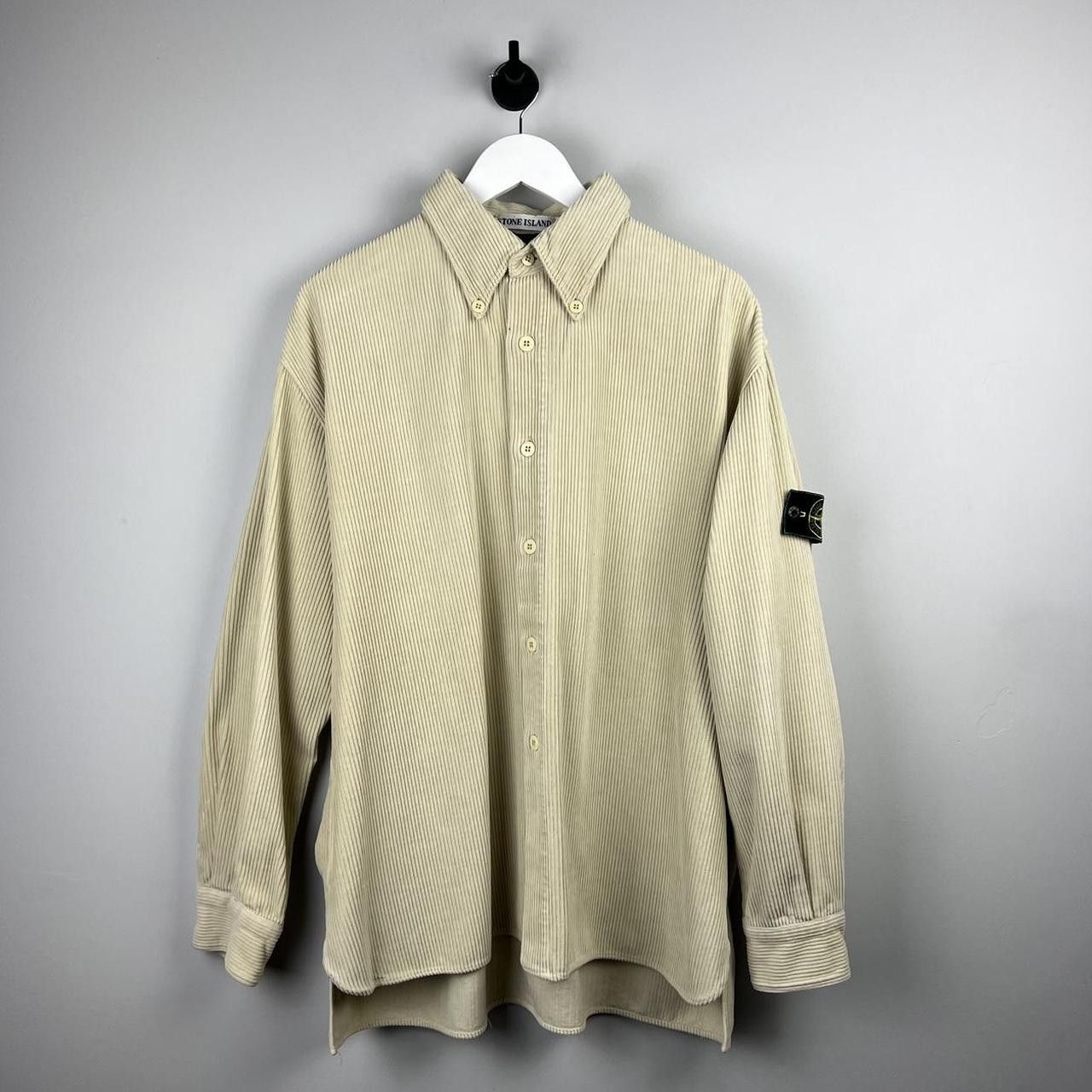 image of 90’S Stone Island Corduroy Shirt in Cream, Men's (Size XL)