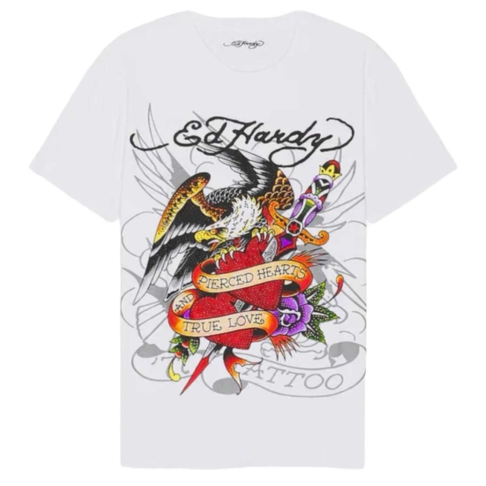 Ed Hardy Ed Hardy Pierced Eagle Rhinestone Tee Size US XL / EU 56 / 4 - 1 Thumbnail