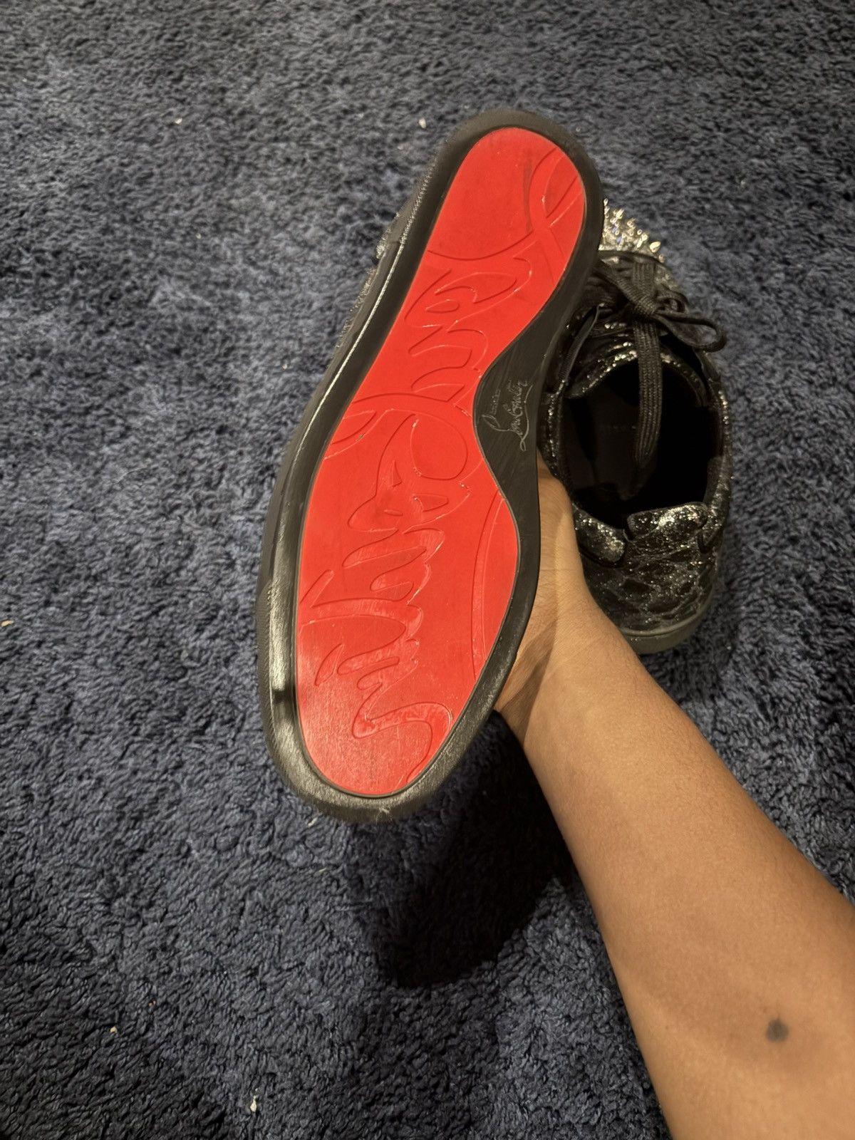 Christian Louboutin Black and gray low top red bottoms Size US 9.5 / EU 42-43 - 4 Thumbnail
