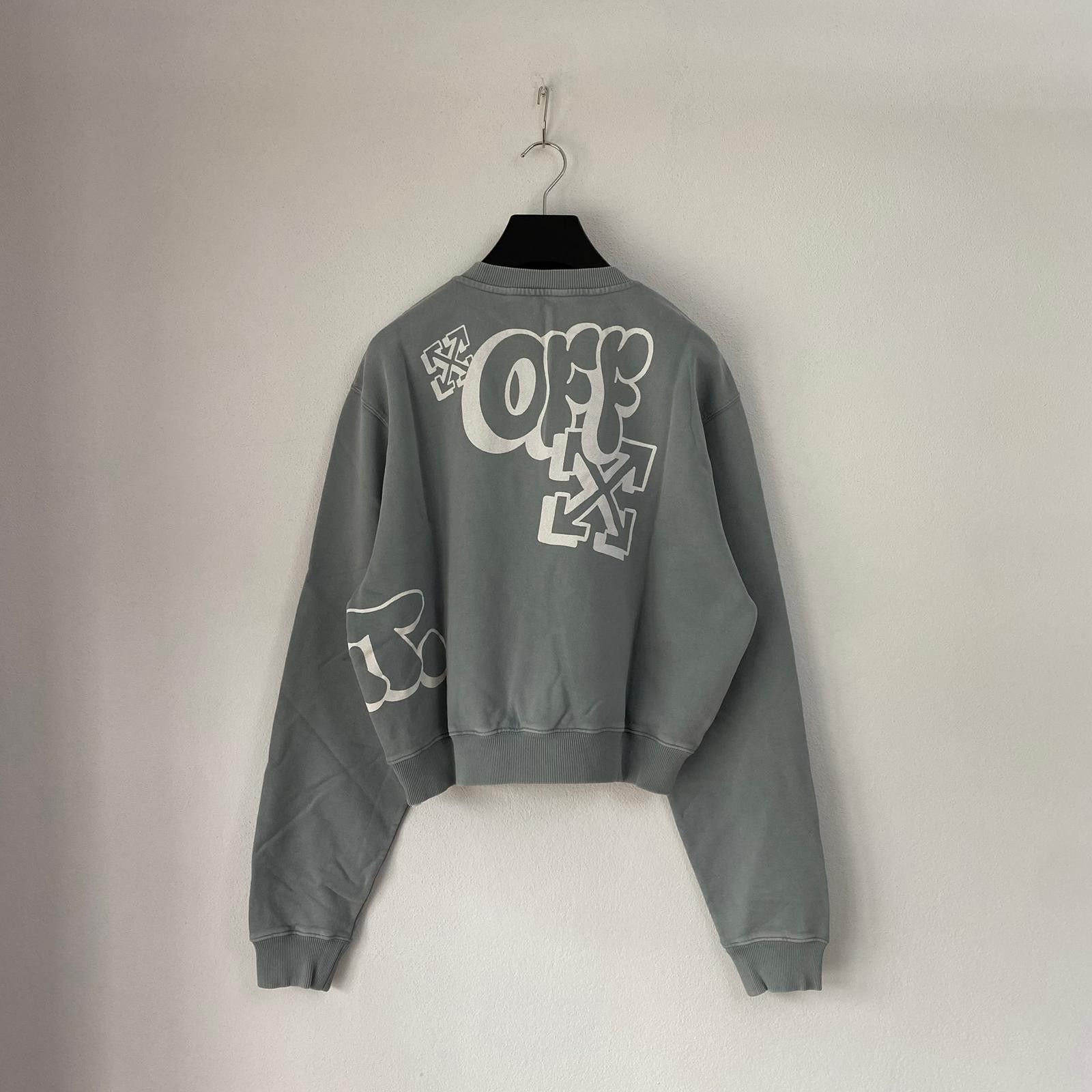 Off-White Light Blue Bubble Logo Oversized Cropped Sweatshirt Size XL / US 12-14 / IT 48-50 - 4 Thumbnail