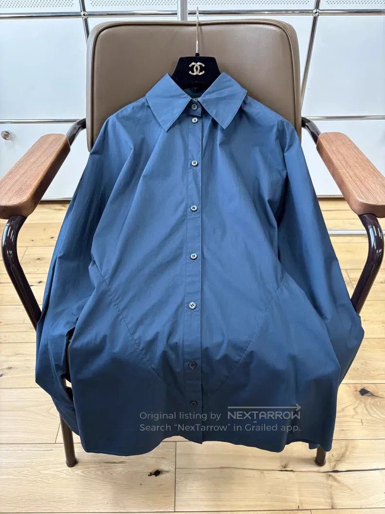 Acne Studios Acne Studios Dark Blue Oversized Tailored Collar Shirt 100 Size XXS / US 00 / IT 34 - 4 Thumbnail