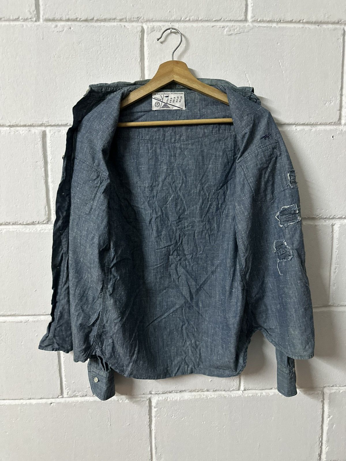 Maison Kitsune Maison Kitsune Richelieu Paris Denim Distressed Design L/S Size US M / EU 48-50 / 2 - 15 Thumbnail