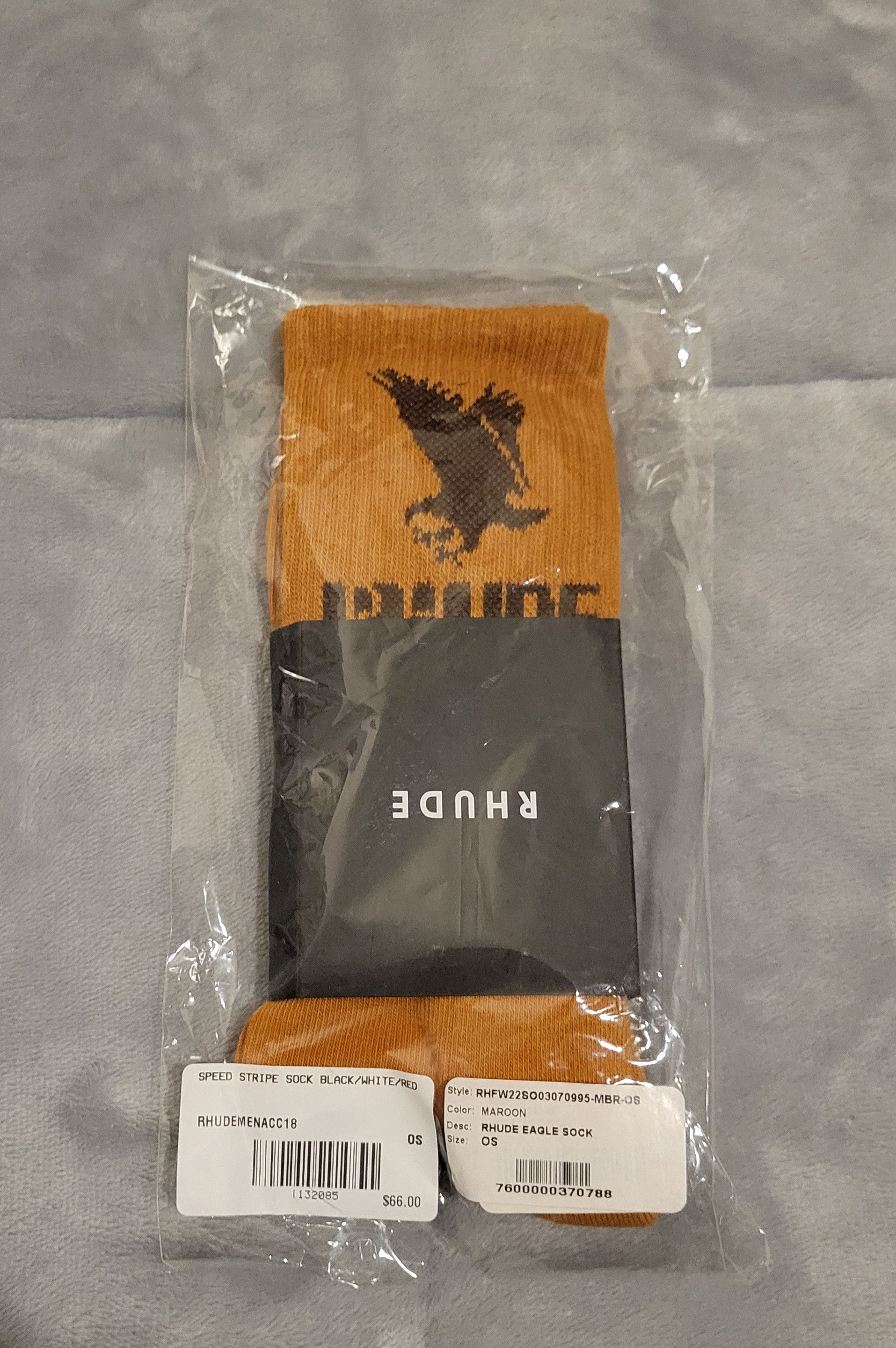 Rhude RHUDE Eagle Socks- Maroon (Rust Brown)1 Pair / Adult OS-BNWT Size ONE SIZE - 2 Thumbnail