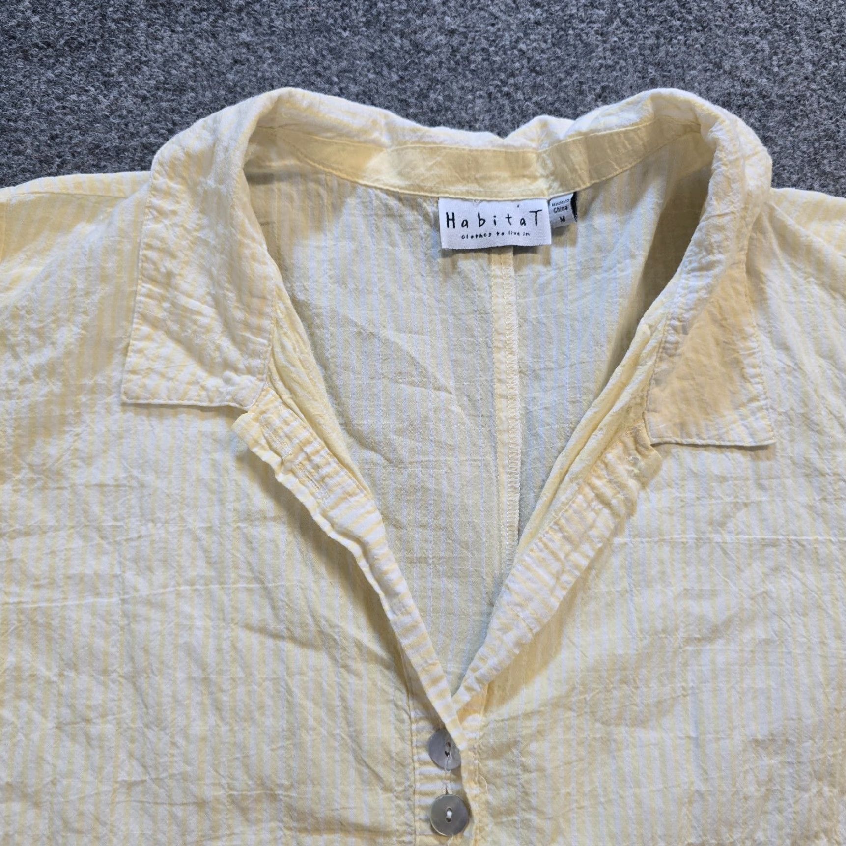Habitat Habitat Women's Blouse Shirt Yellow Stripe 3/4 Sleeve Button Lagenlook Casual Career M Size M / US 6-8 / IT 42-44 - 2 Thumbnail