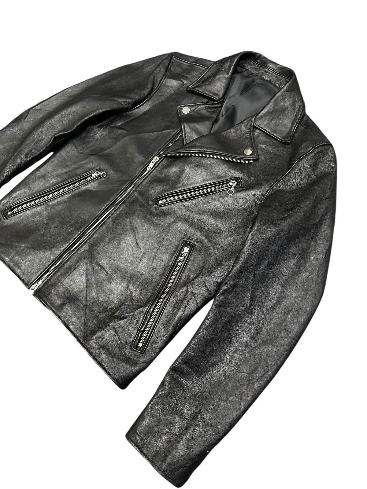 LIDNM Double Collar Leather Jacket
