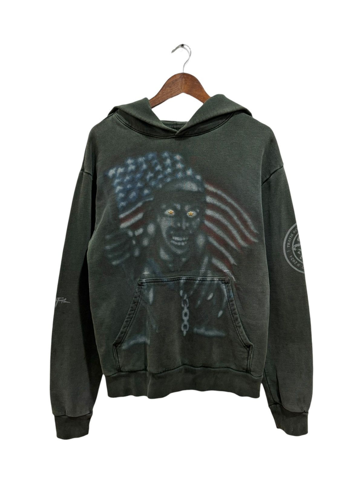 Travis Scott Travis Scott NYC Metlife Exclusive Flag Hoodie Washed Green Size US S / EU 44-46 / 1 - 1 Thumbnail
