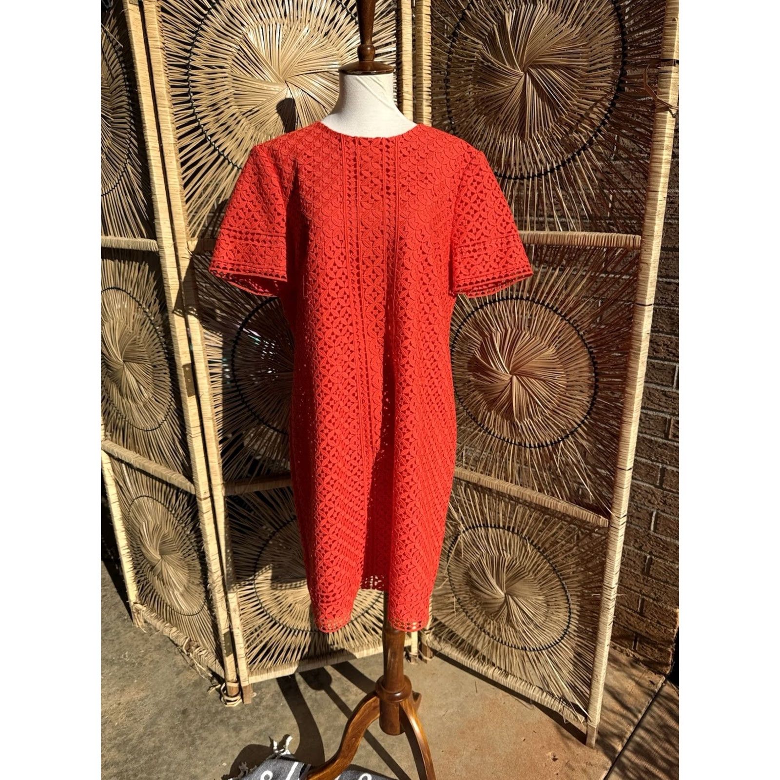 Trina Turk Trina Turk Dress Mini Lace Short-Sleeve Orange 10 Women Size L / US 10 / IT 46 - 3 Thumbnail