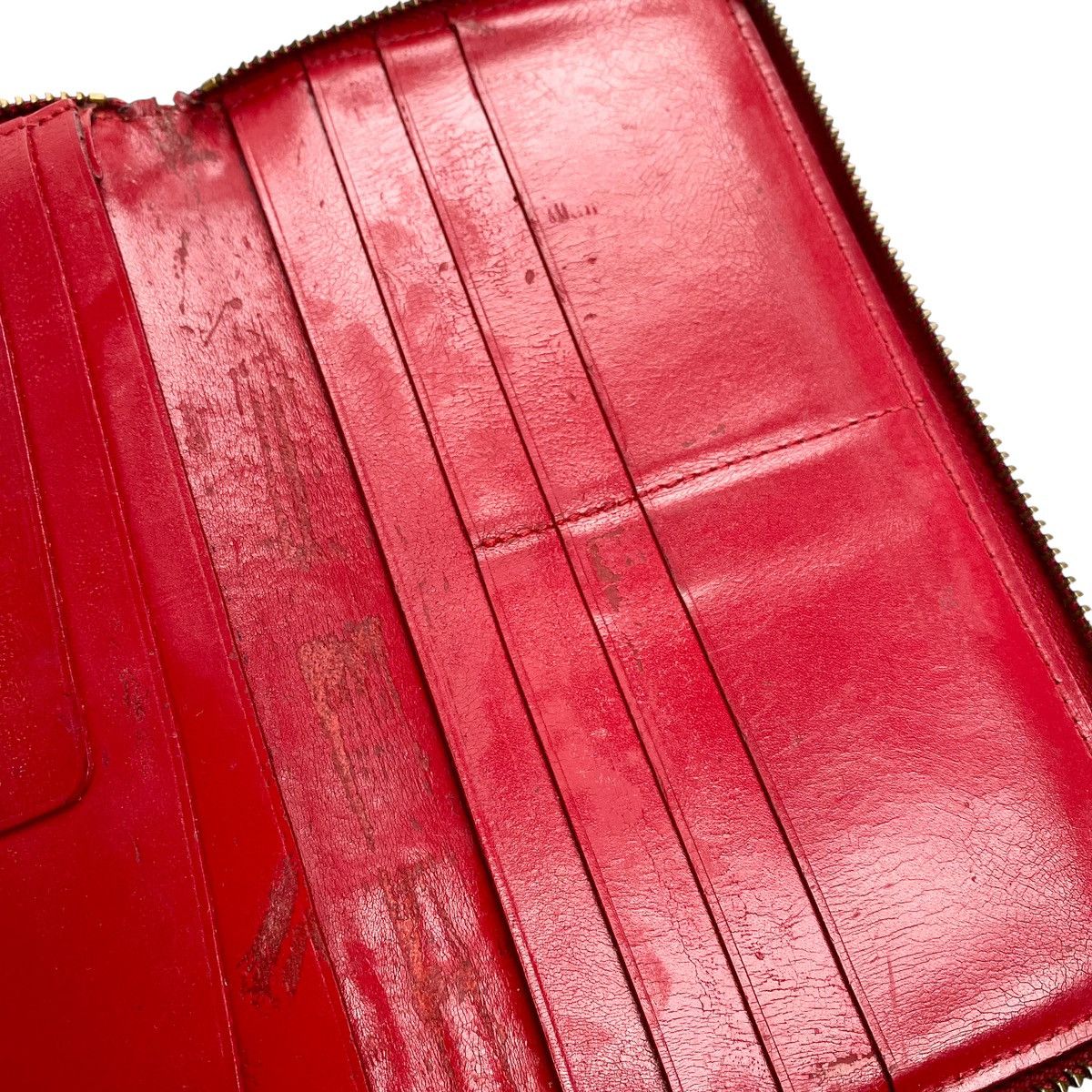 Comme des Garcons Comme des Garcons Leather Red Distressed Zip Wallet Size ONE SIZE - 4 Thumbnail