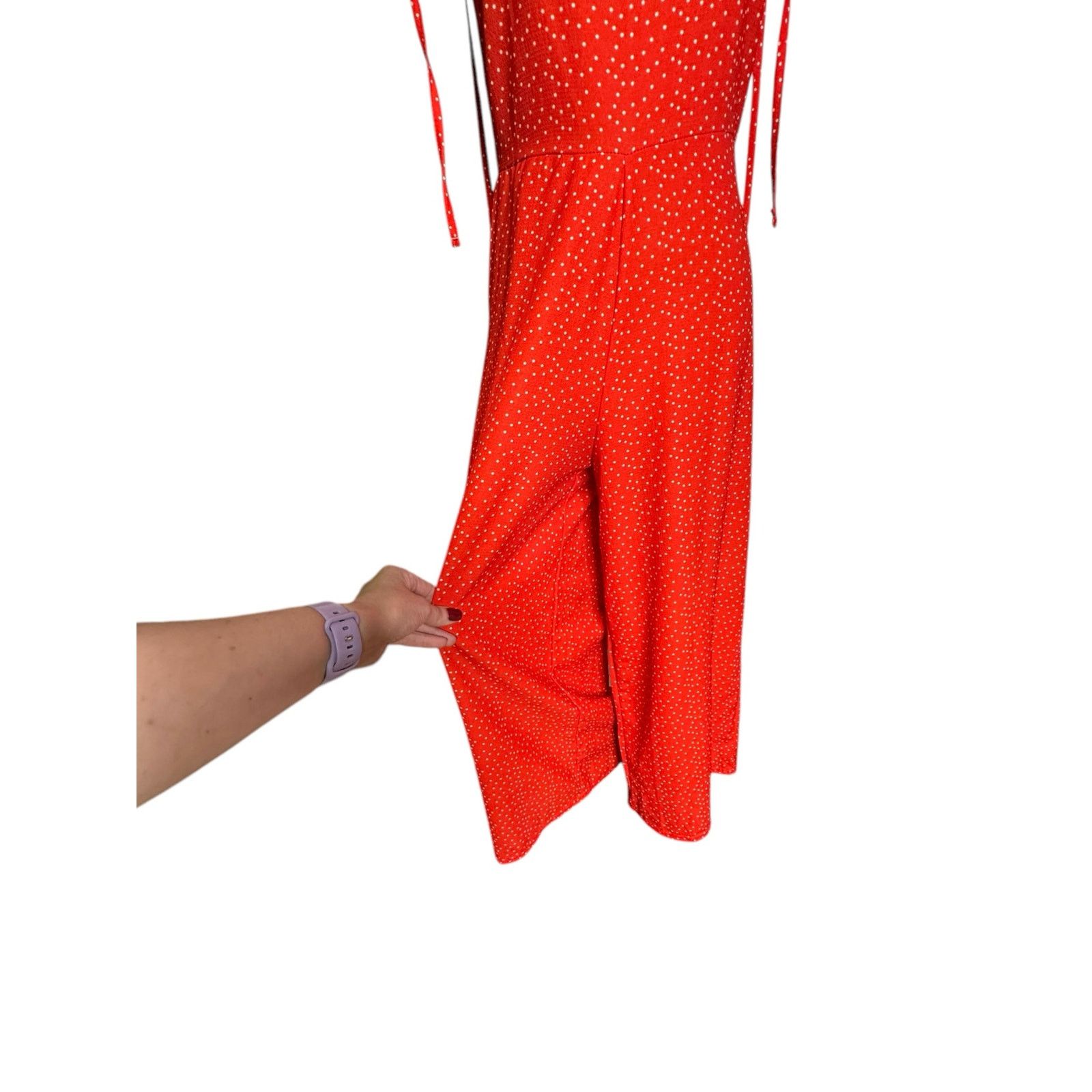 Boohoo Boohoo red white polka dots wide leg jumpsuit size 0 Size 25" / US 0 / IT 36 - 6 Thumbnail