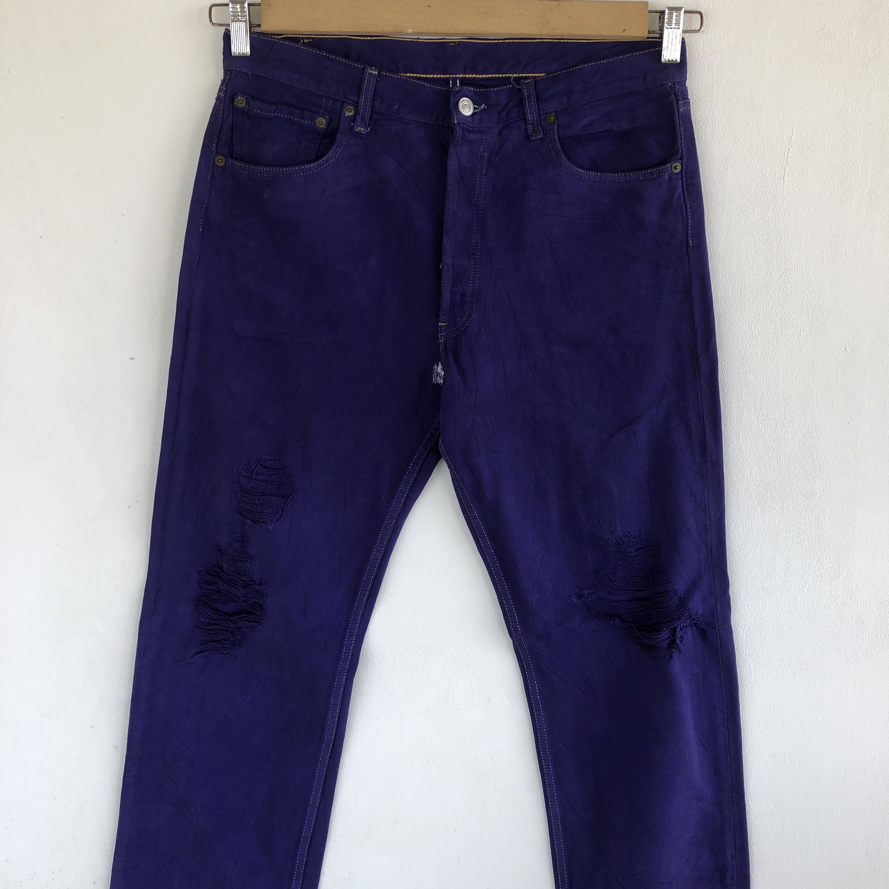 Levi's Vintage Levis 501 Distressed Jeans Purple Levi's 501 Denim Size US 32 / EU 48 - 3 Thumbnail