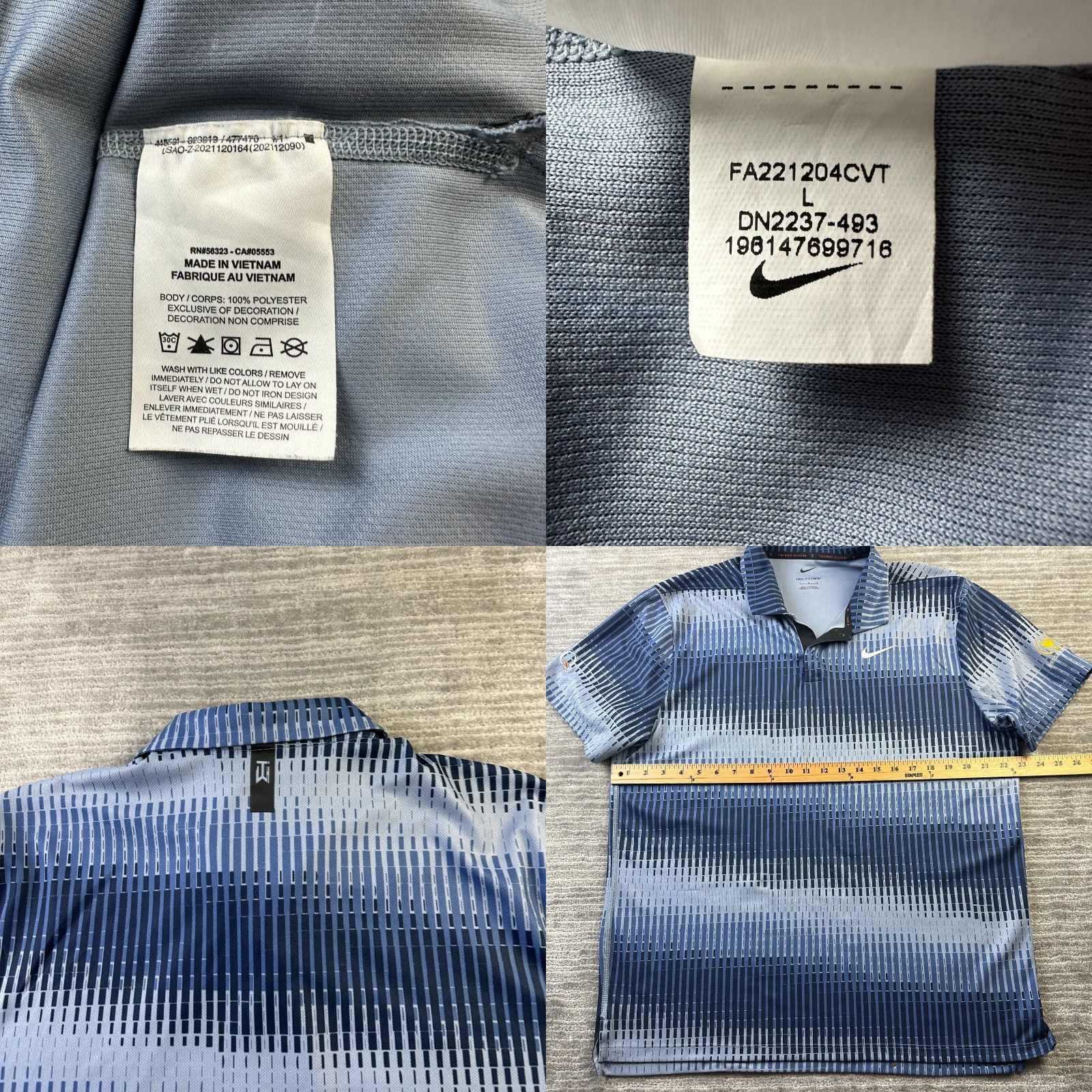 Nike Nike Tiger Woods Polo Shirt Mens L Golf Dri Fit ADV Quail Hollow Short Sleeve Collared Spread Snaps Blue Polyester Regular Image: None Size US L / EU 52-54 / 3 - 8 Thumbnail