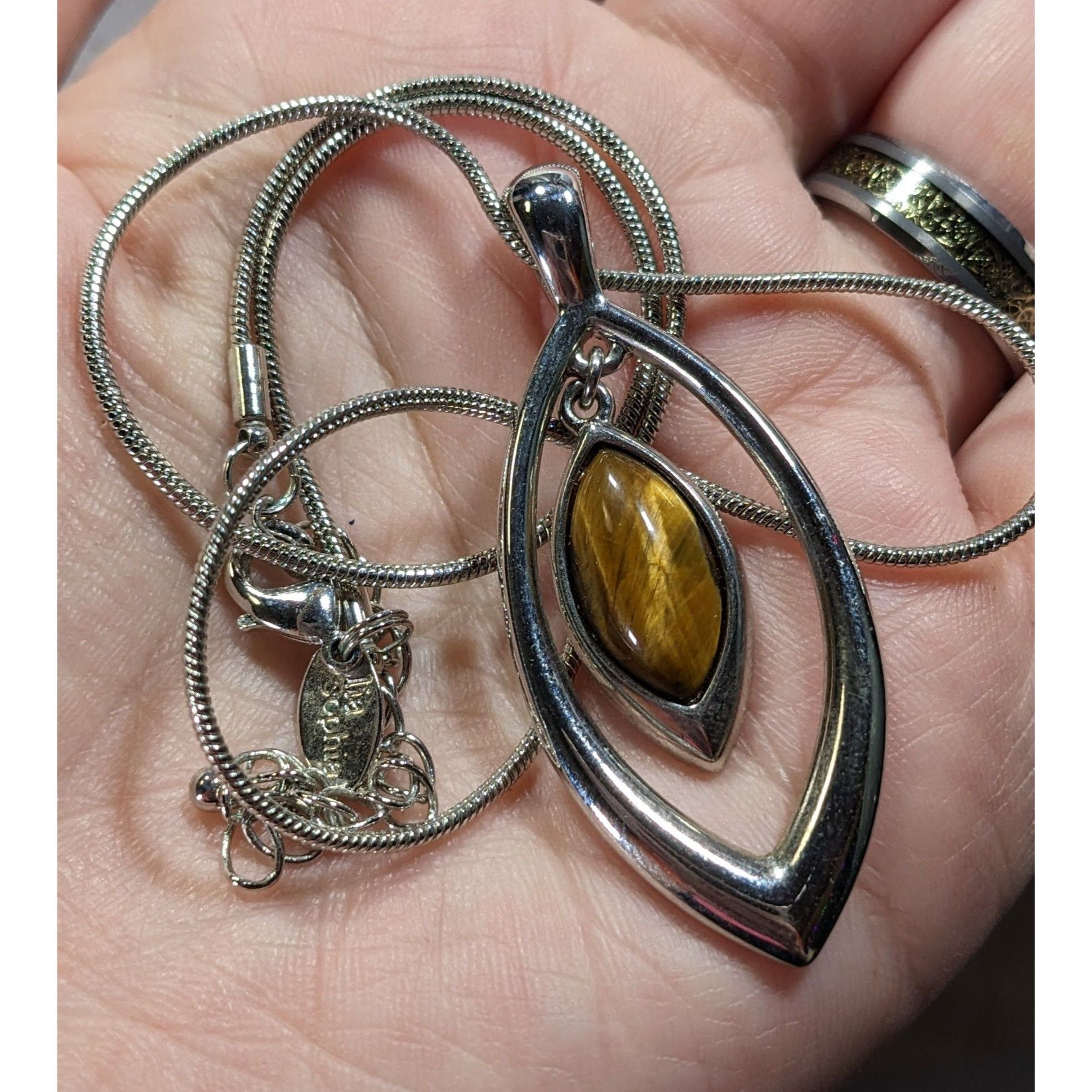 Other Lia Sophia Tiger Eye Silver Tone Pendant Necklace Size ONE SIZE - 3 Thumbnail