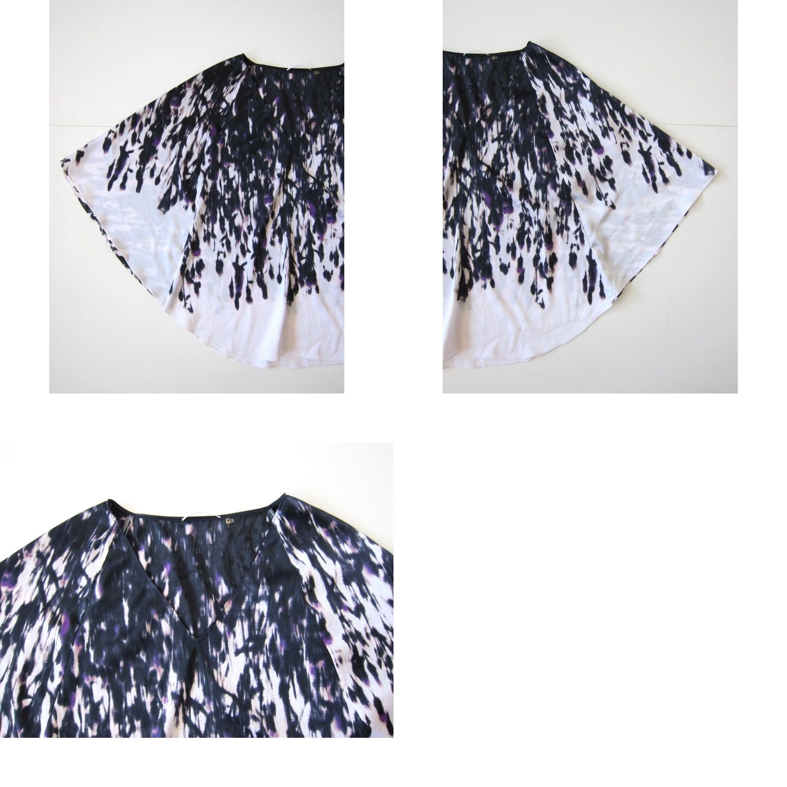 Vintage Tahari Purple Black Pink Silky Tie Dye V-Neck Tunic Flowy Blouse Women XS Size XS / US 0-2 / IT 36-38 - 8 Thumbnail