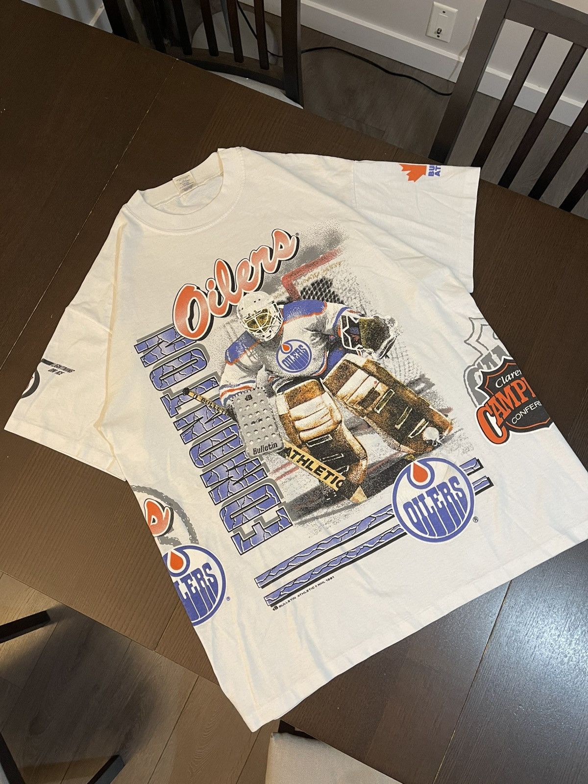 NHL Vintage 1991 Edmonton Oilers Bulletin AOP Size US XL / EU 56 / 4 - 1 Thumbnail