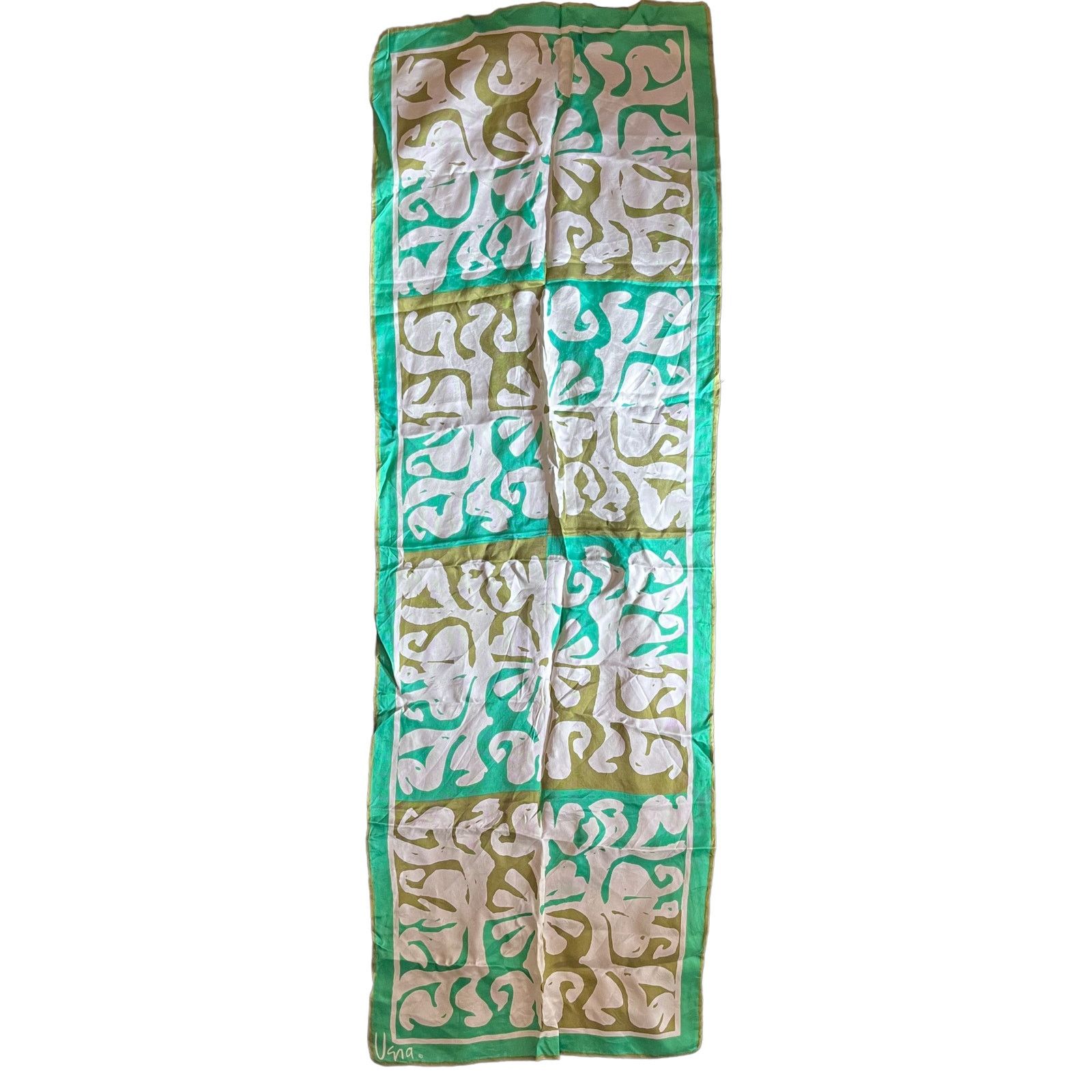 Other Vintage VERA Neumann Scarf ~ Signed ~ Green / Off White Size ONE SIZE - 1 Thumbnail