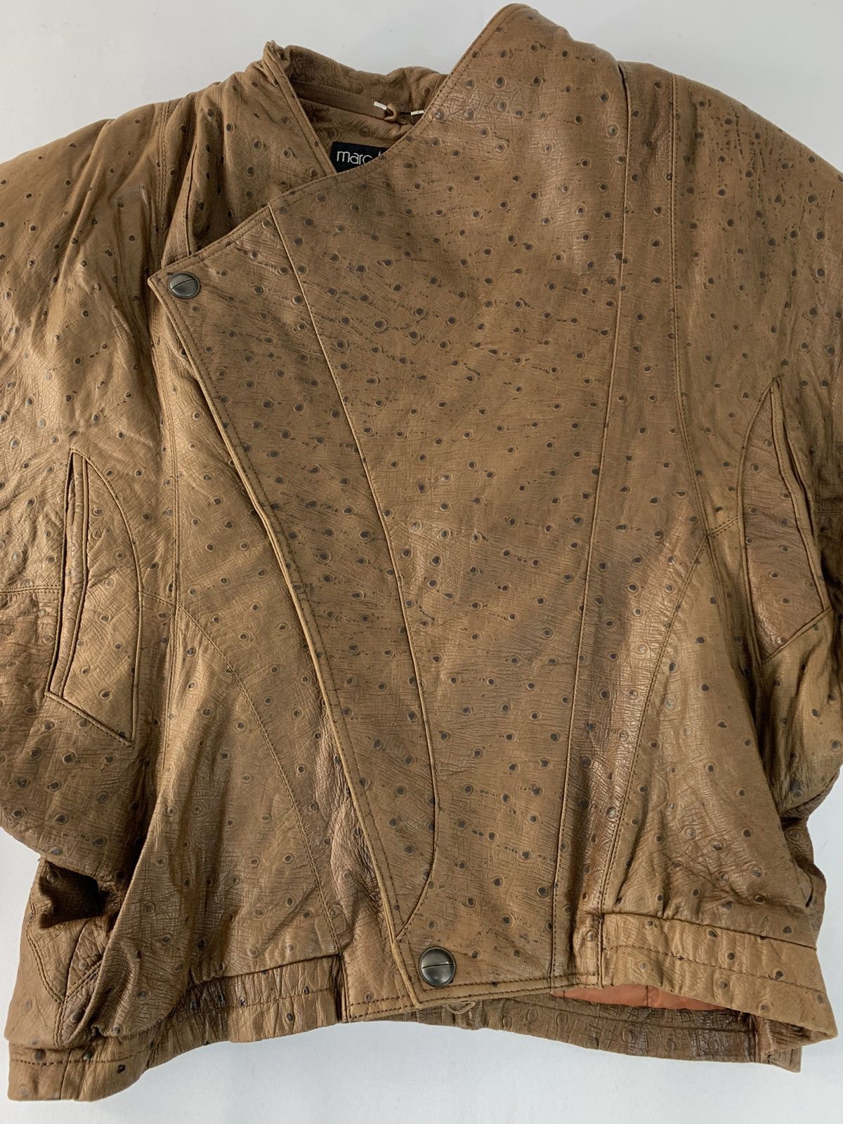 Marc Buchanan × Pelle Pelle RARE 90s Pelle Pelle Marc Buchanan Ostrich Leather Jacket Size US M / EU 48-50 / 2 - 2 Thumbnail