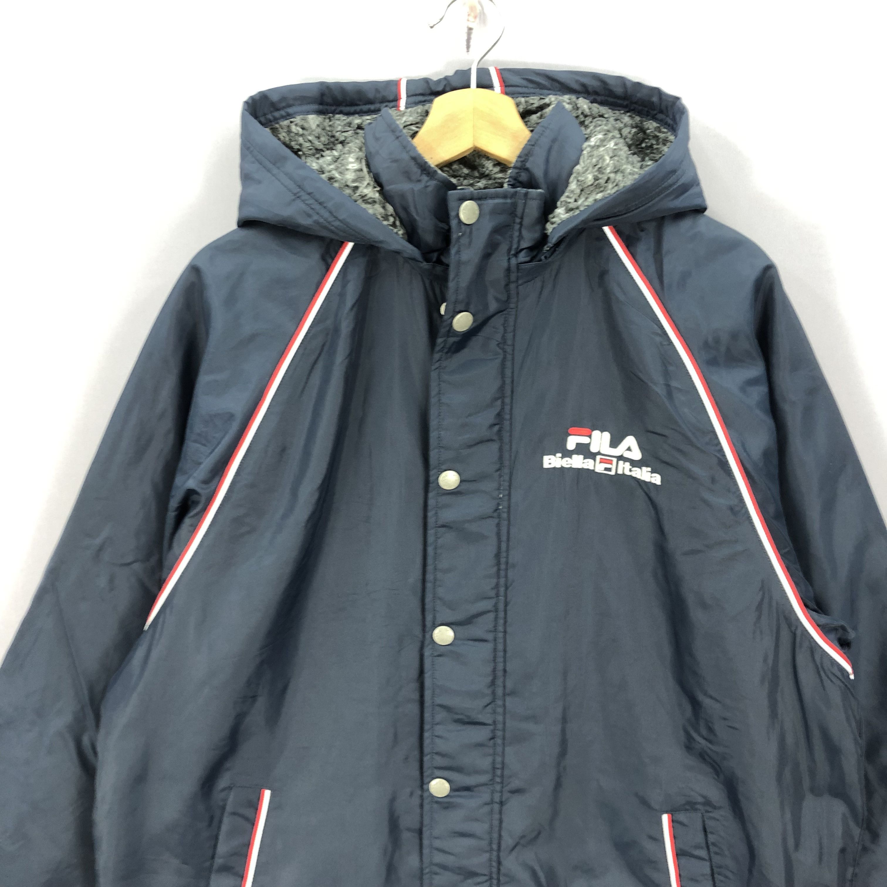 Fila × Vintage Vintage Fila Fleece Hoodie Windbreaker Long Coach Jacket Size US L / EU 52-54 / 3 - 4 Thumbnail