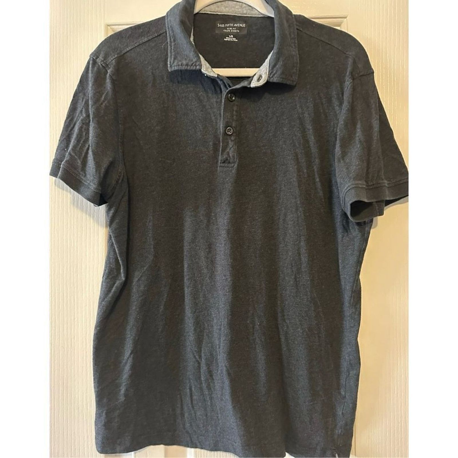 Saks Fifth Avenue Saks Fifth Avenue Men’s Charcoal Gray Polo - Size L Size US L / EU 52-54 / 3 - 2 Thumbnail