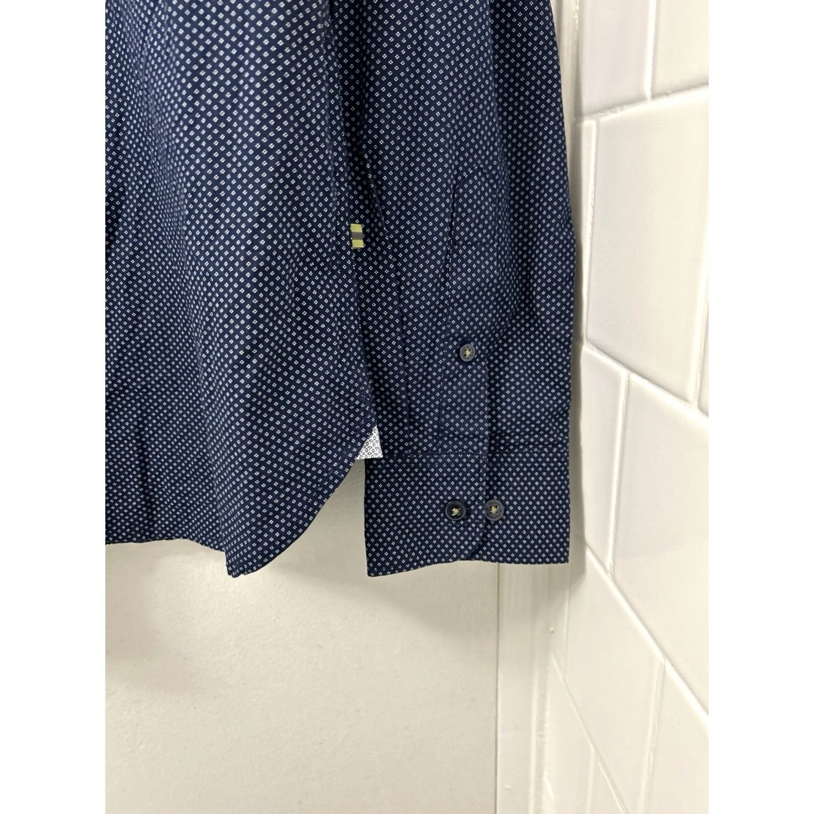 Denime DENIM & FLOWER Shirt Mens Small Blue Geometric Slim Button Down L/S Size US S / EU 44-46 / 1 - 7 Thumbnail