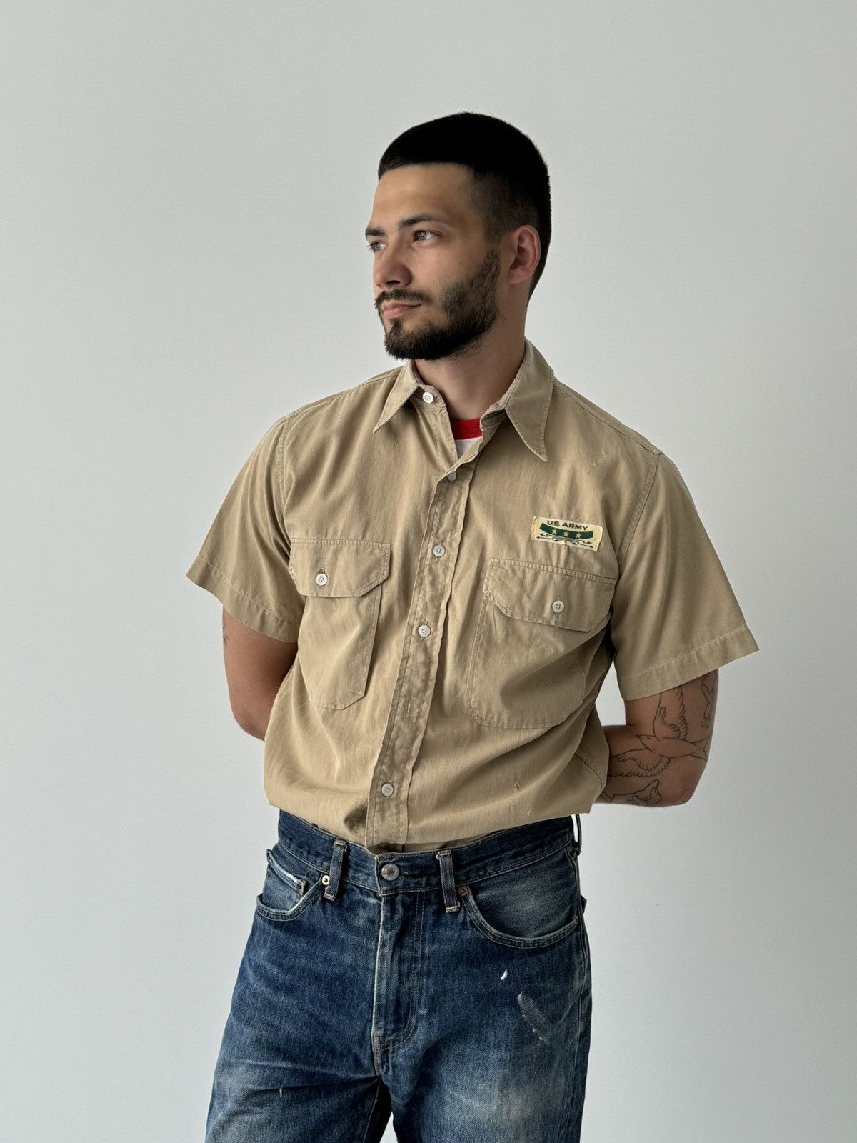 Other Antique WW2 US Army Summer Short Sleeve Button Shirt Size US M / EU 48-50 / 2 - 1 Thumbnail