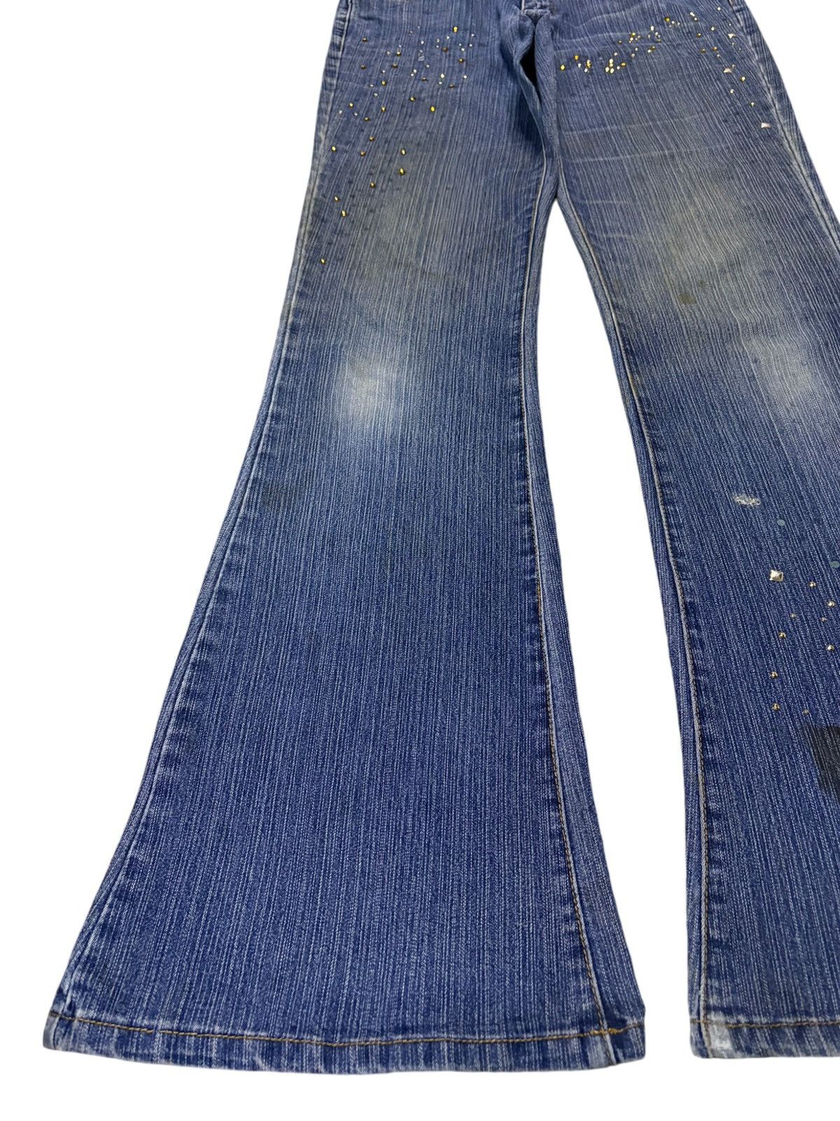 Japanese Brand Vintage Japanese Brand Mud Wash Studded Distress Flare Jeans Size 29" - 6 Thumbnail