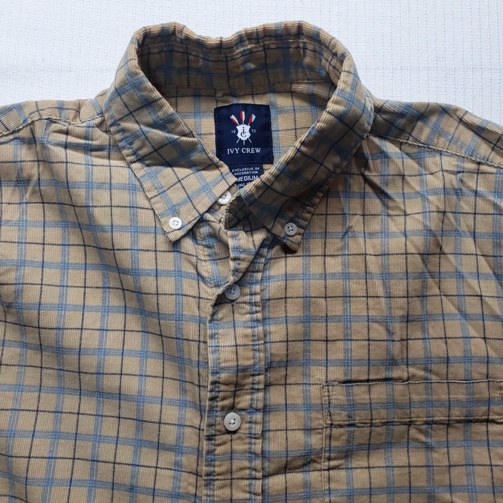 Vintage Ivy Crew Shirt Men Medium Yellow Plaid Flannel Button-Down Casual Cotton Adult Size US M / EU 48-50 / 2 - 2 Thumbnail