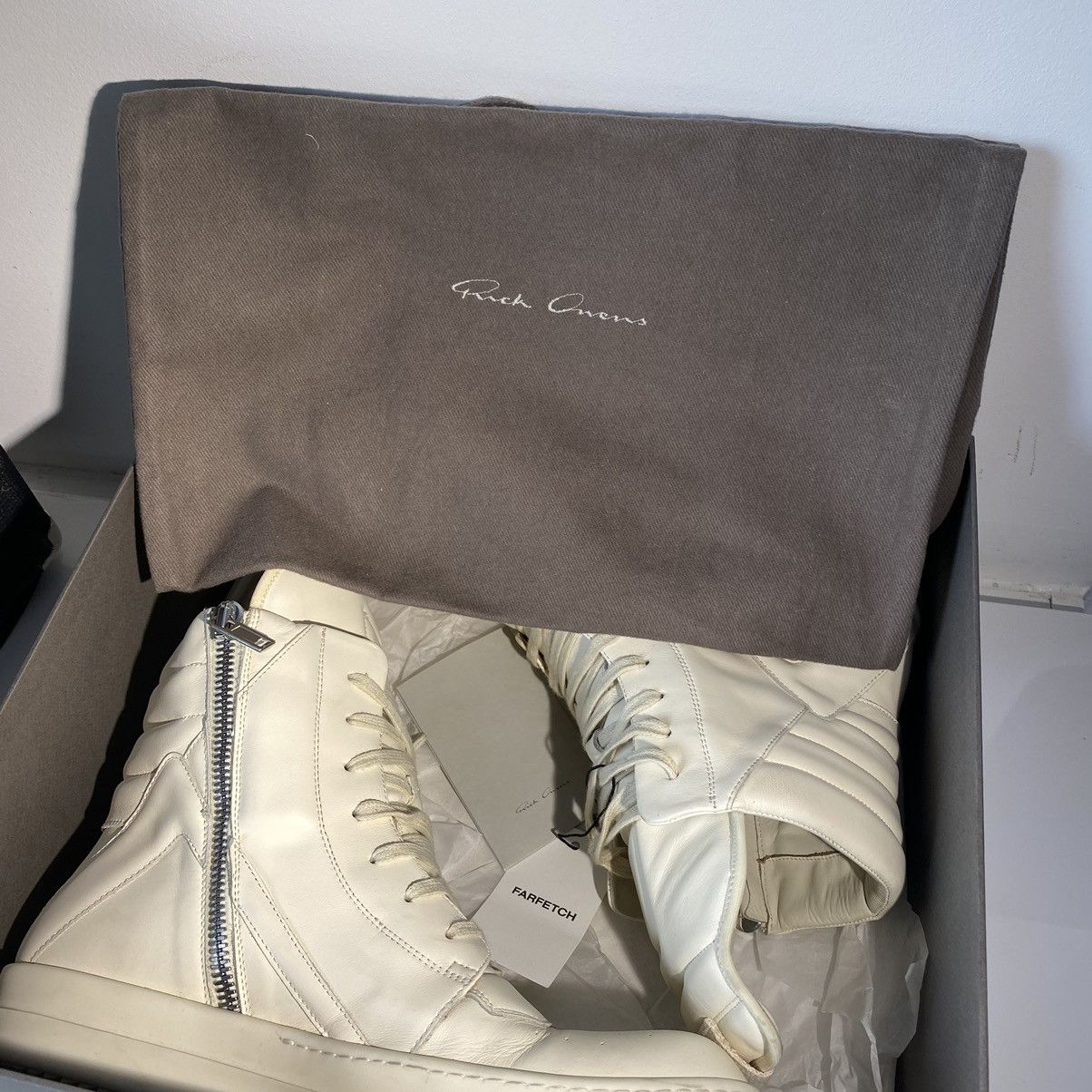 Rick Owens Off-White Porterville Geobaskets (Triple Milk) Size US 12 / EU 45 - 8 Thumbnail