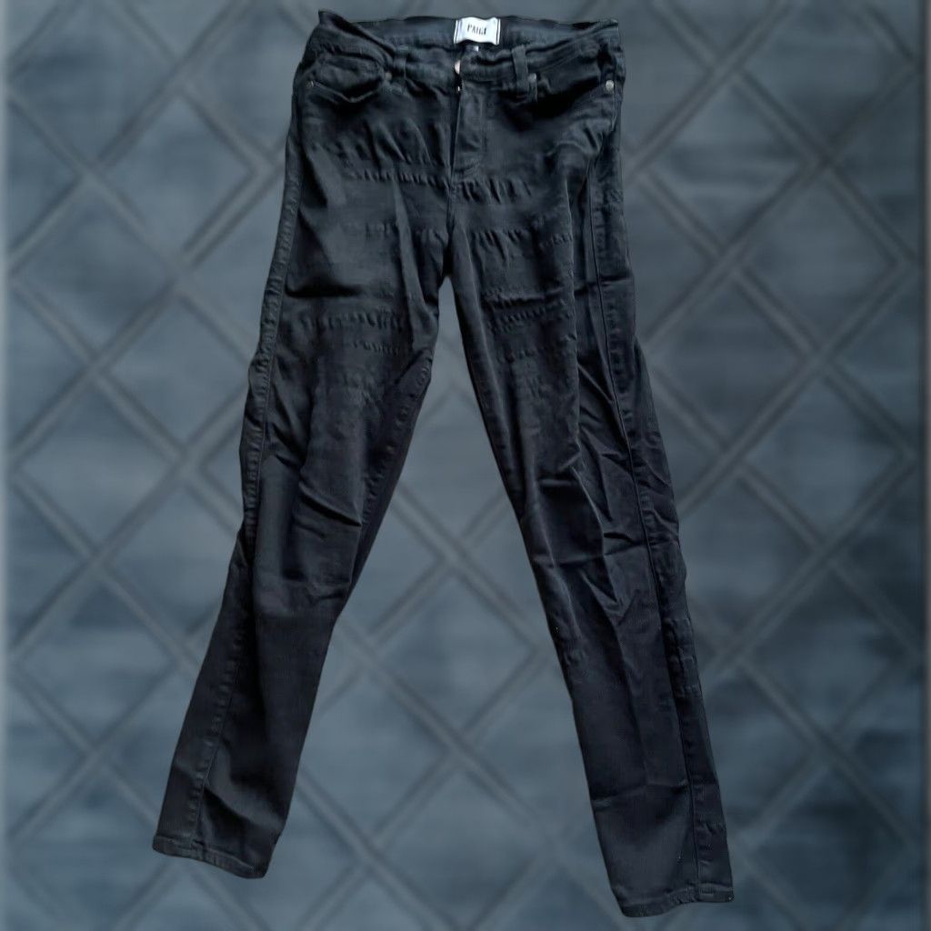 Paige PAIGE VERDUGO ULTRA SKINNY Mid-Rise Jeans in Black Distressed Size 31 Inseam 29” Women's Jeans Size 24" / US 00 / IT 34 - 1 Thumbnail